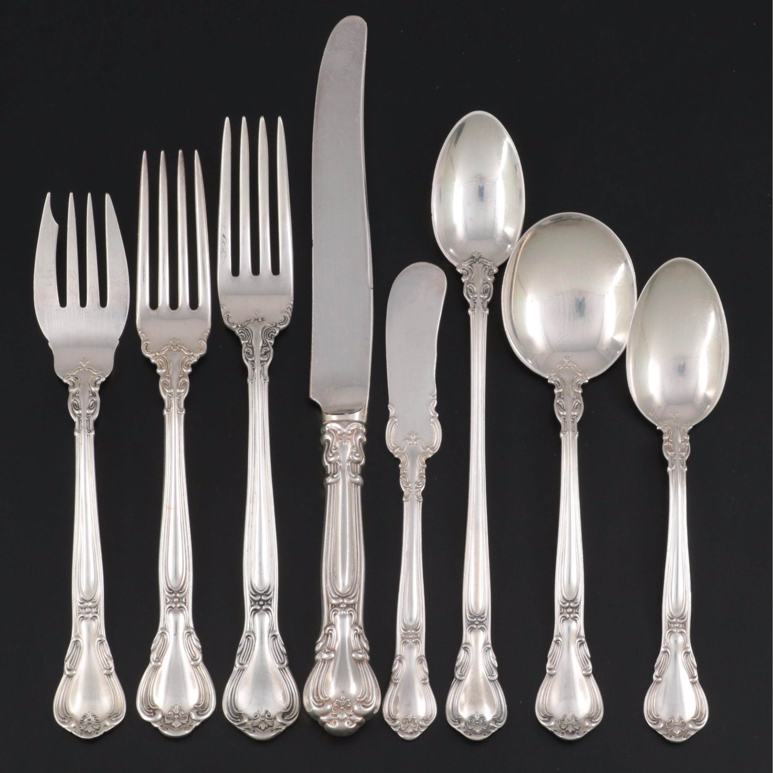 Gorham "Chantilly"and Other Sterling Silver Flatware with Serving Utensils