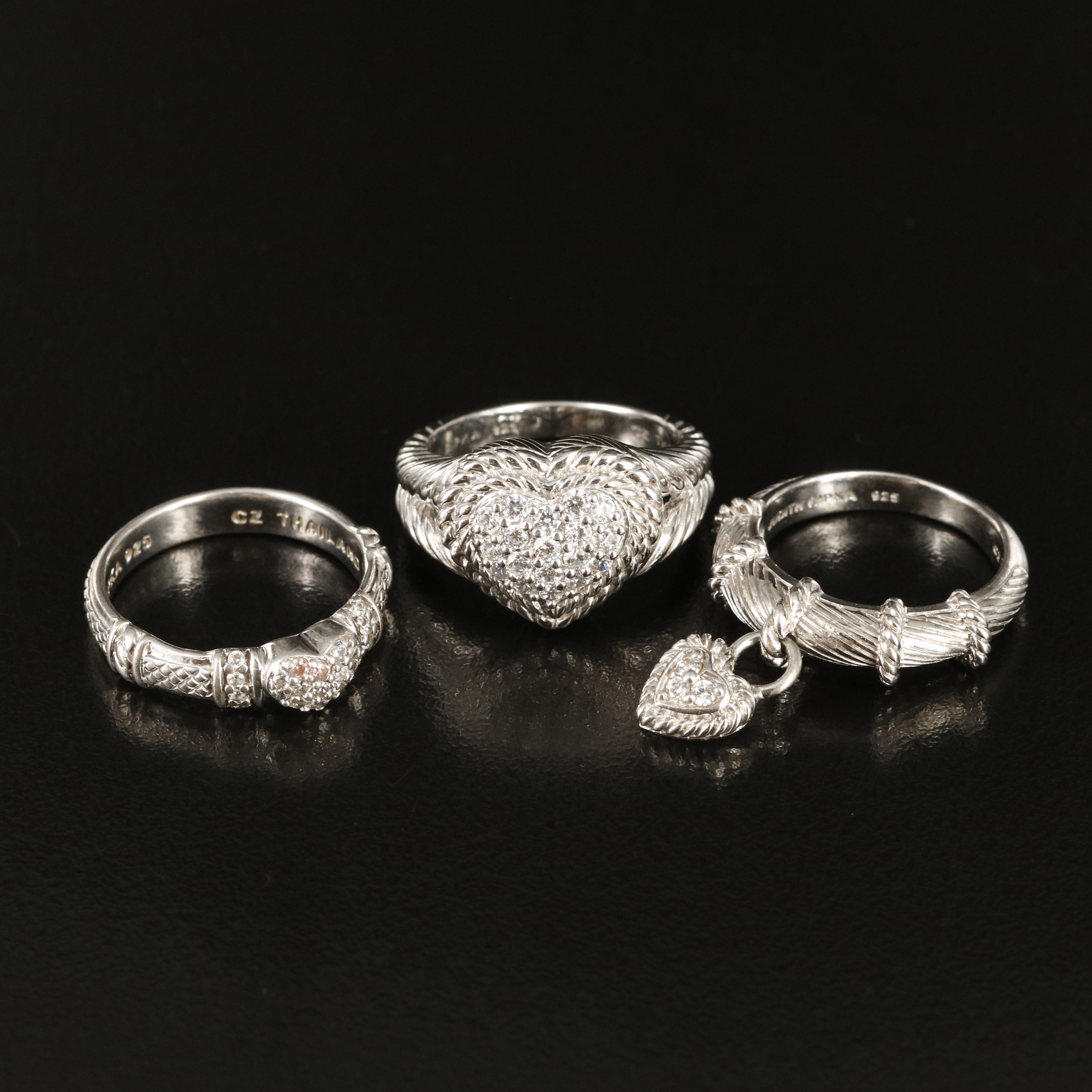 Judith Ripka Sterling Ring Collection Including Cubic Zirconia