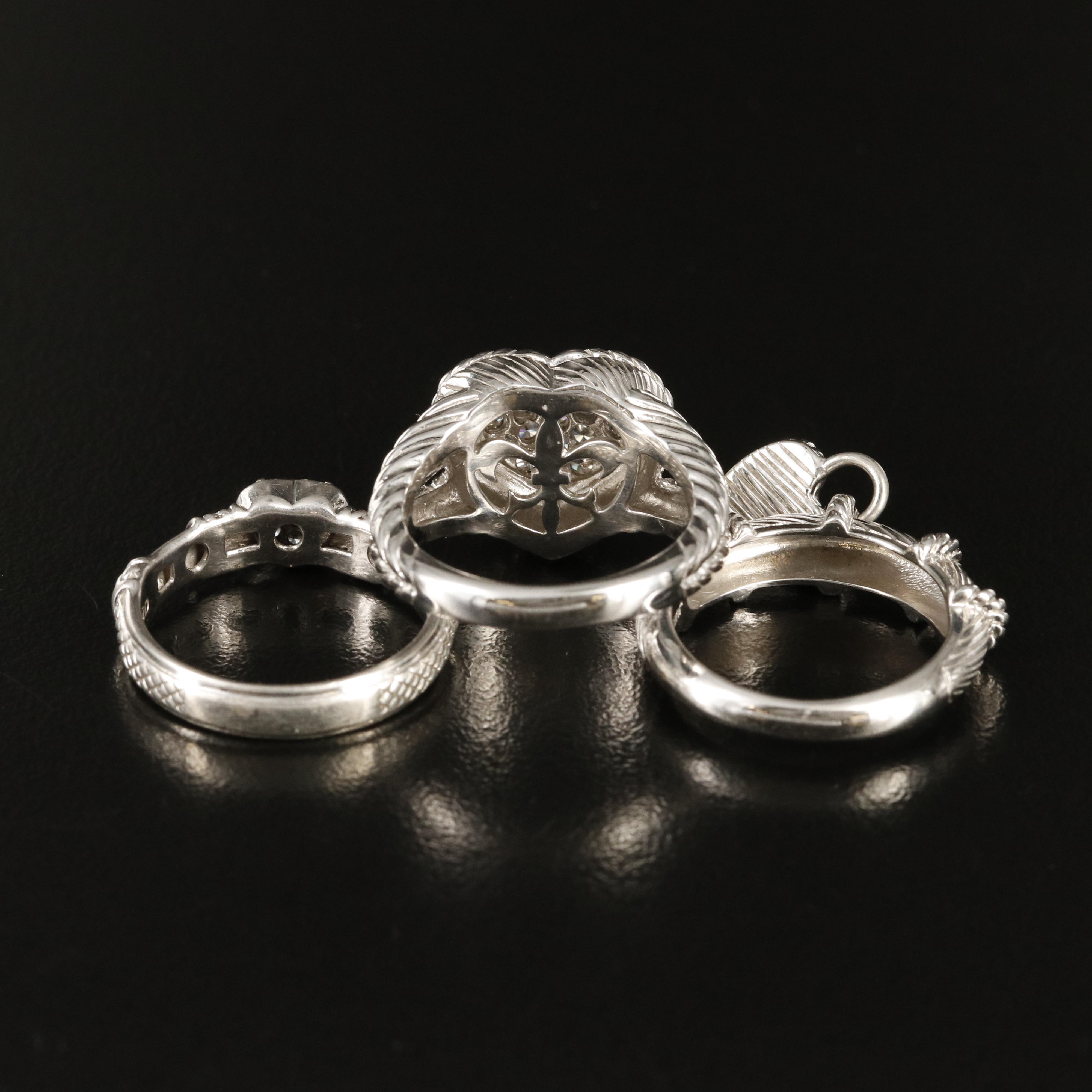 Judith Ripka Sterling Ring Collection Including Cubic Zirconia