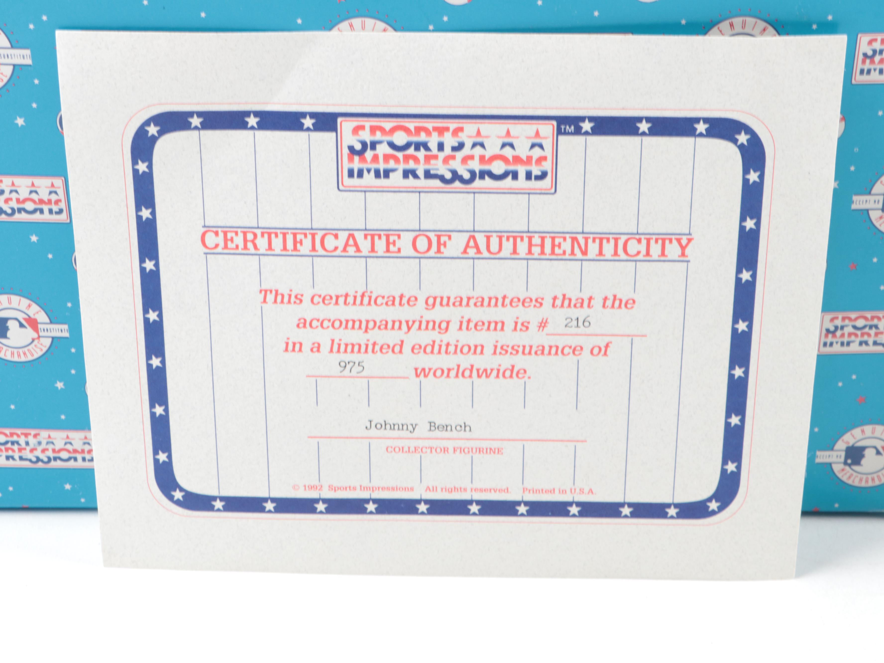 Sports Impressions Johnny Bench Signed Reds Limited Edition Porcelain Figurine