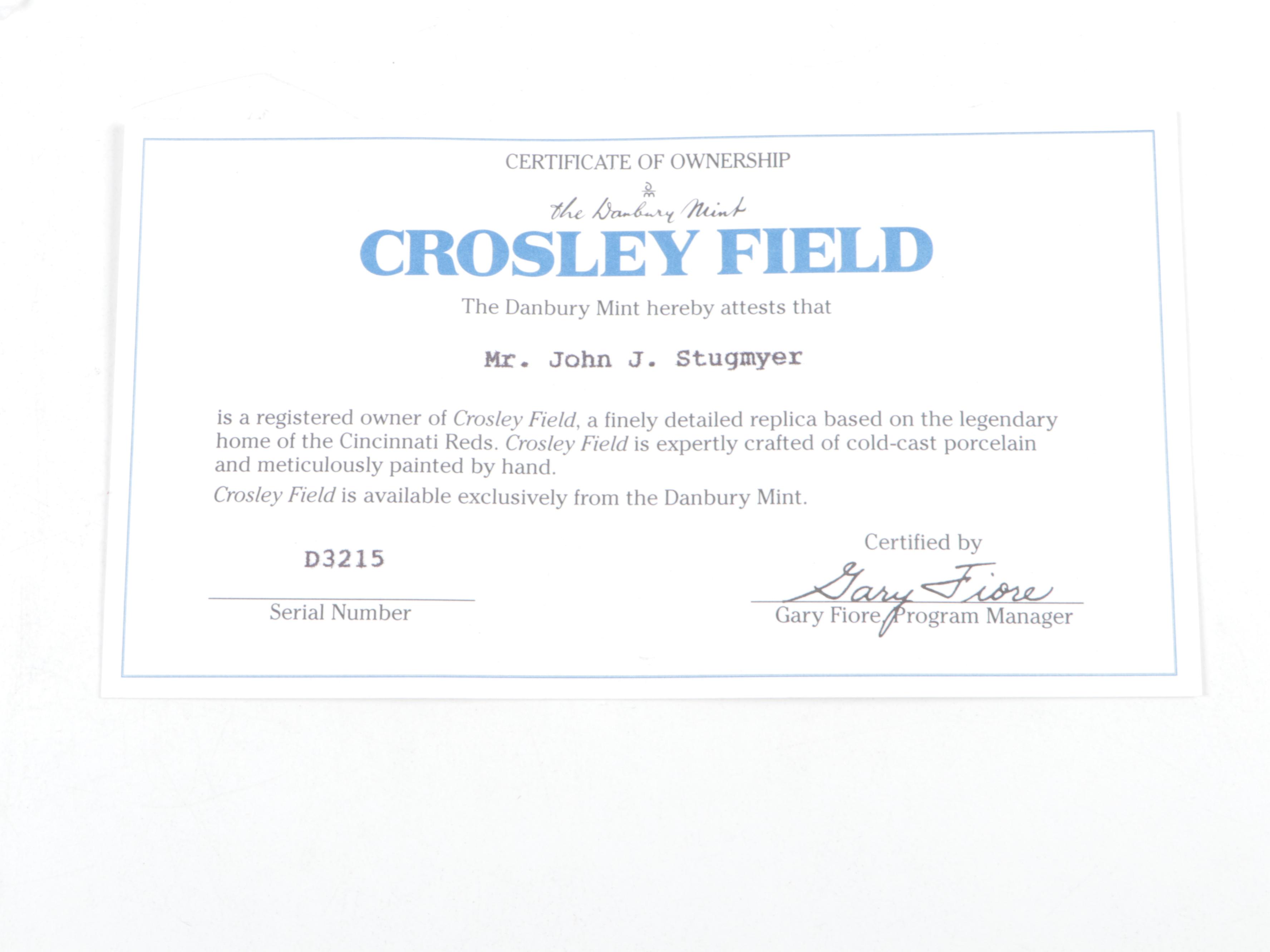 The Danbury Mint "Crosley Field" Cincinnati Reds Hand-Painted Porcelain Replica