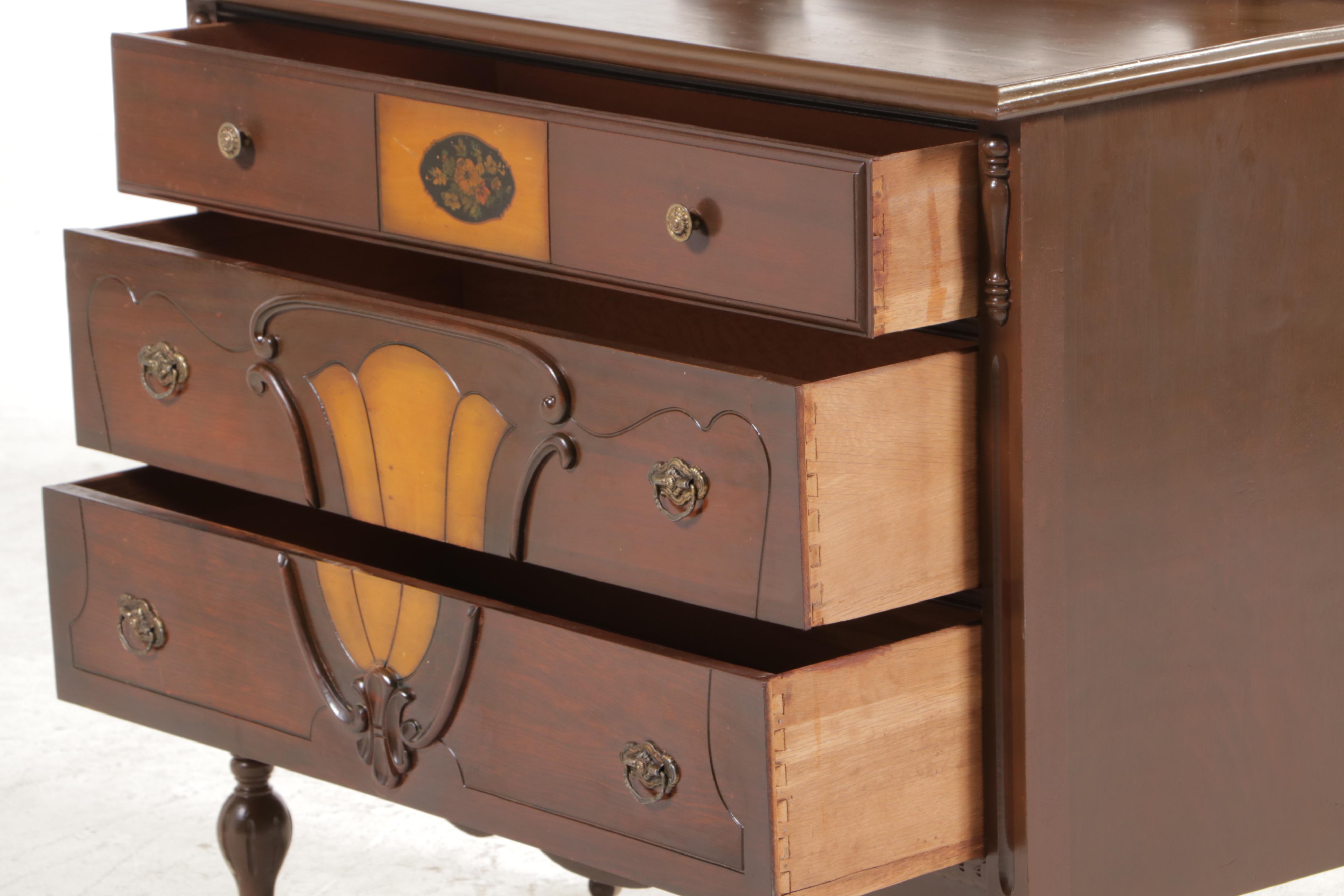 Federal Style Floral-Decorated Three-Drawer Dresser, circa 1930