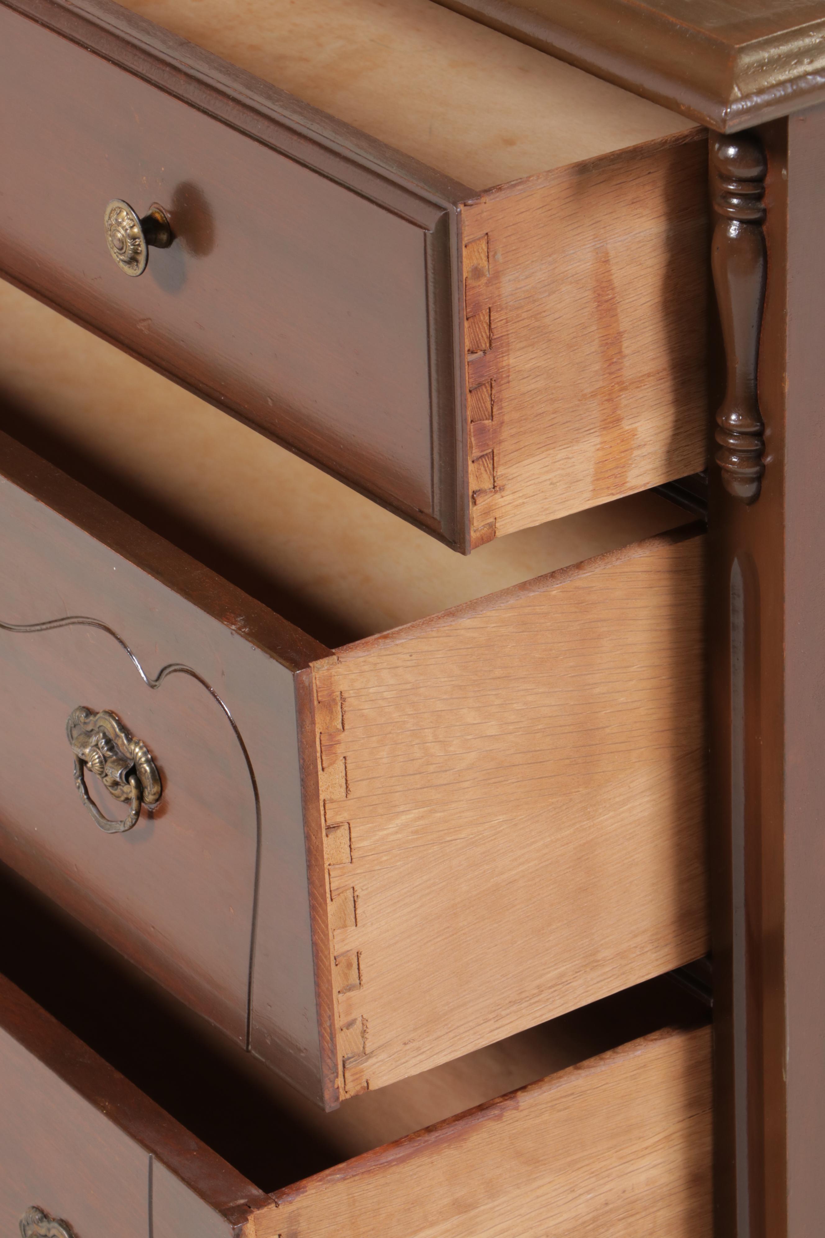 Federal Style Floral-Decorated Three-Drawer Dresser, circa 1930