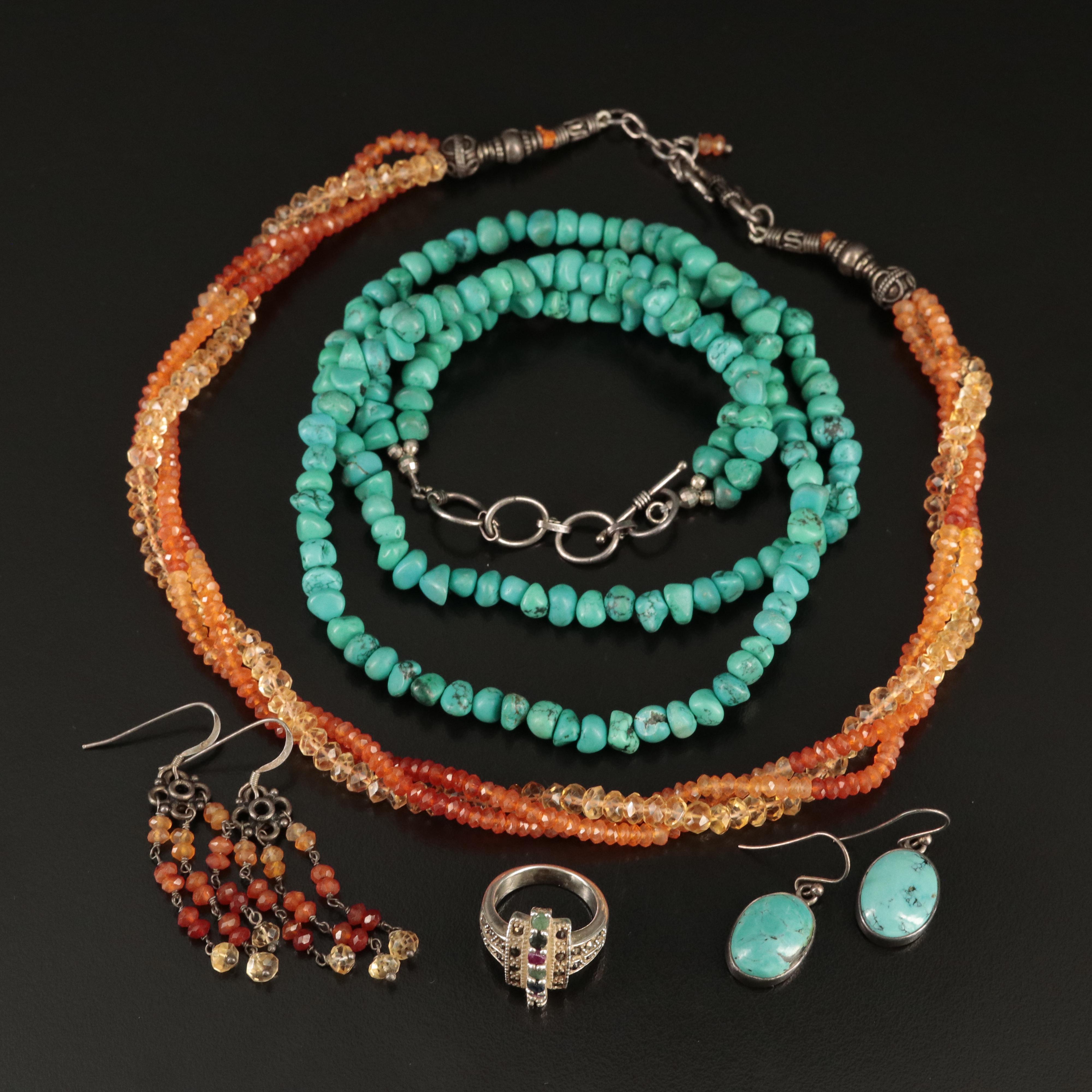 Turquoise, Citrine and Howlite Featured in Sterling Jewelry Collection