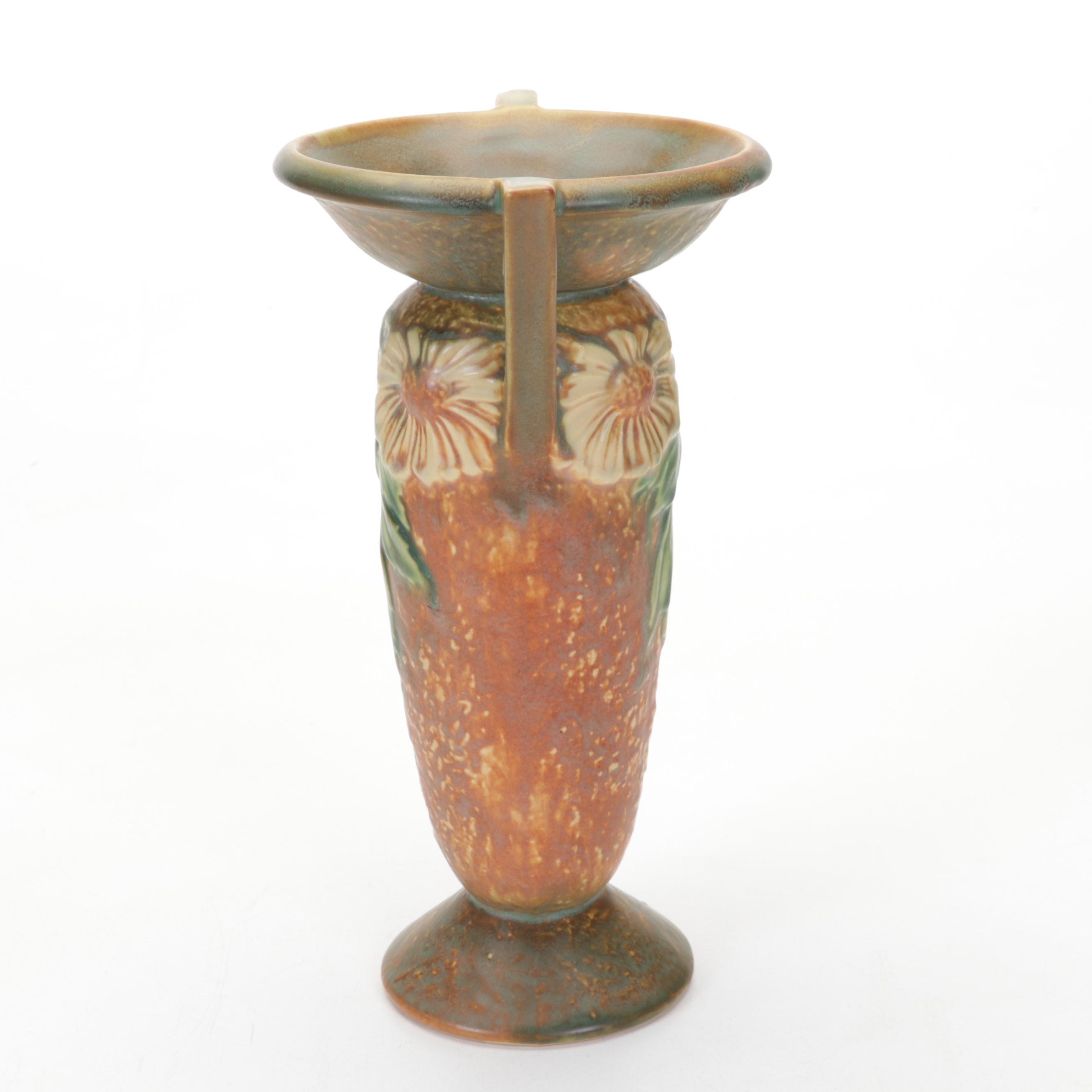 Roseville Pottery "Dahlrose" Earthenware Vase and Console Bowl, circa 1928