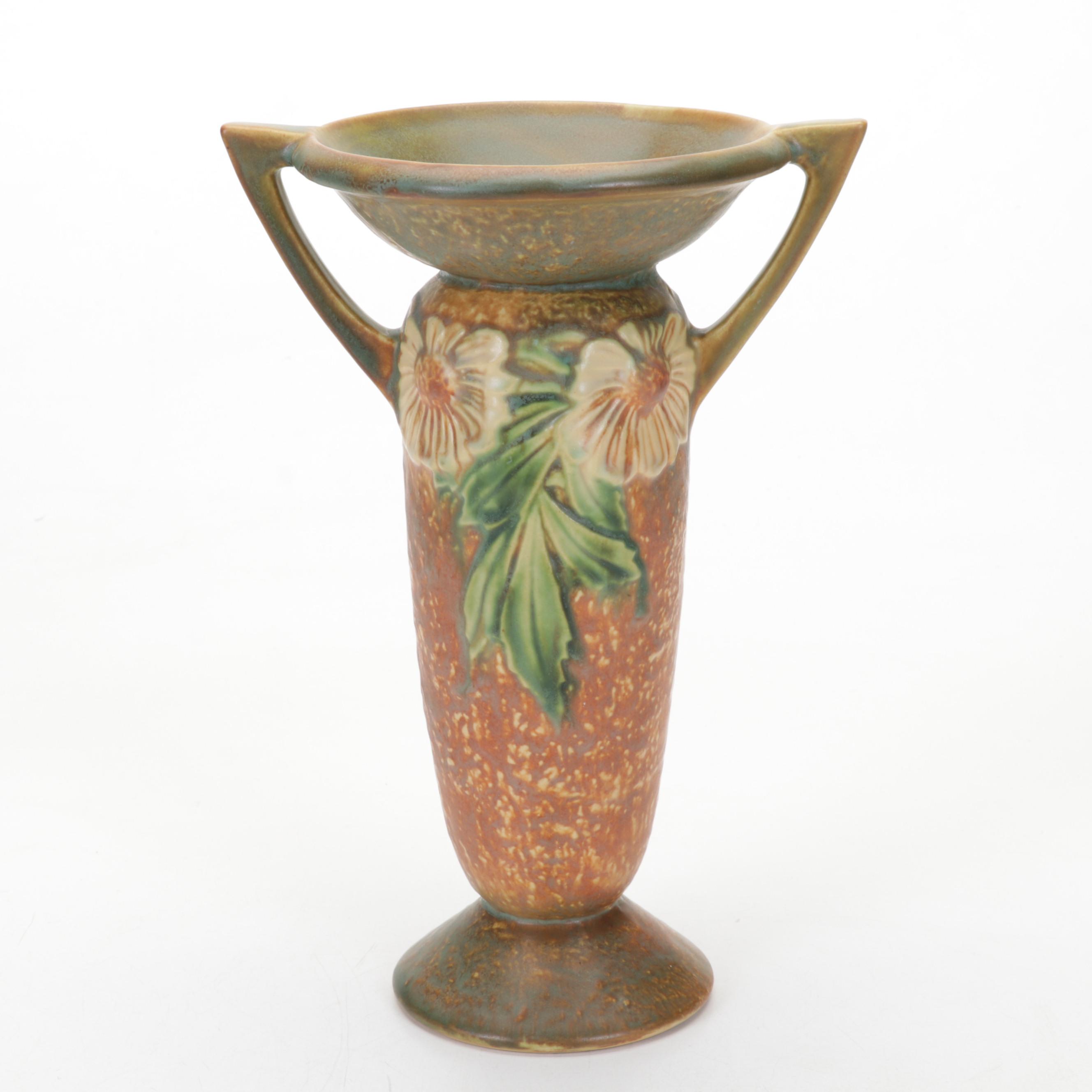 Roseville Pottery "Dahlrose" Earthenware Vase and Console Bowl, circa 1928