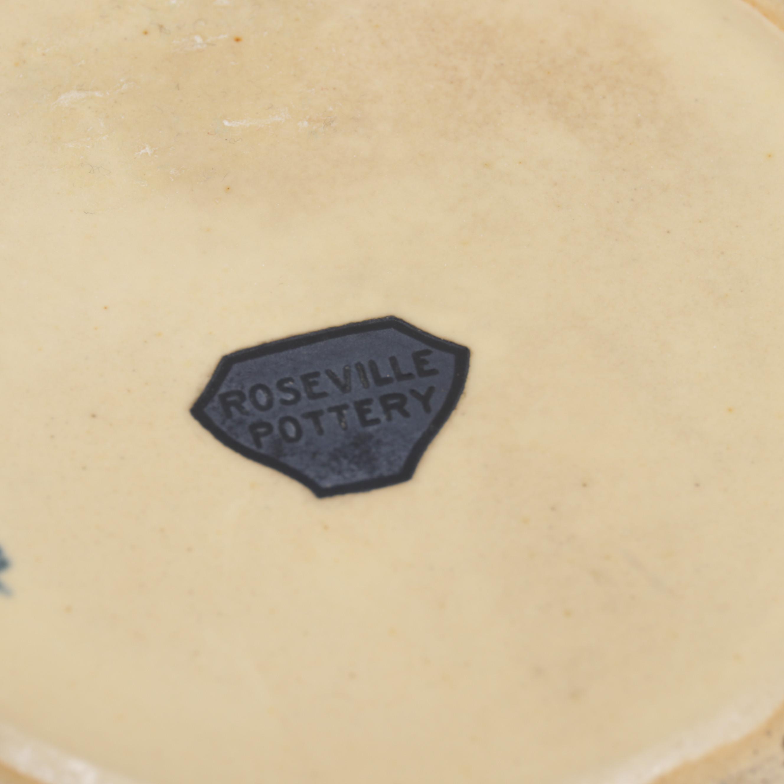 Roseville Pottery "Dahlrose" Earthenware Vase and Console Bowl, circa 1928