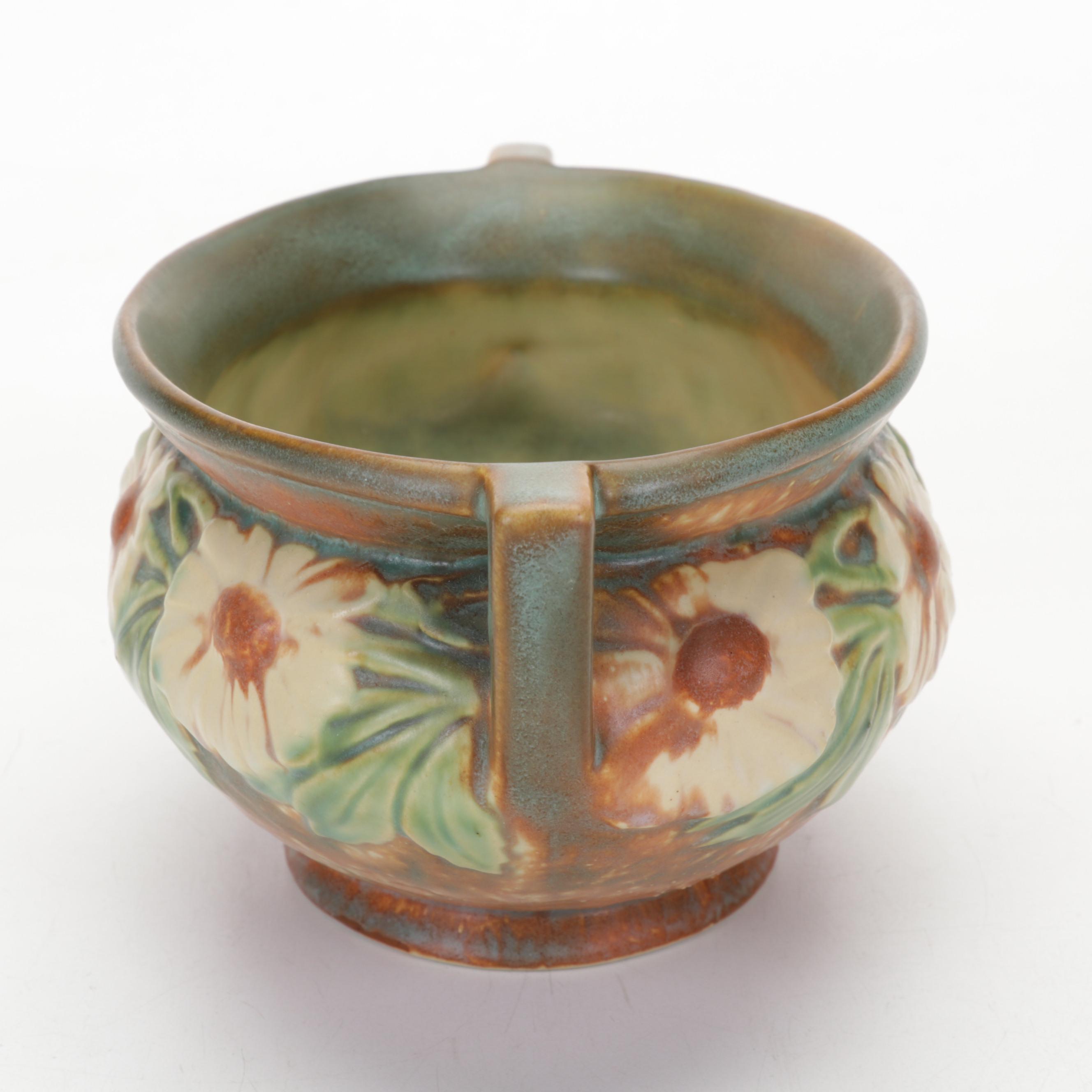 Roseville Pottery "Dahlrose" Earthenware Vase and Console Bowl, circa 1928