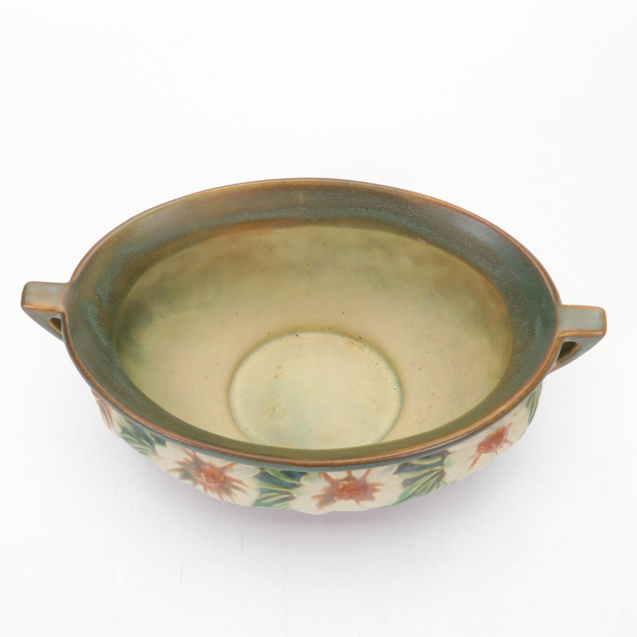 Roseville Pottery "Dahlrose" Earthenware Vase and Console Bowl, circa 1928