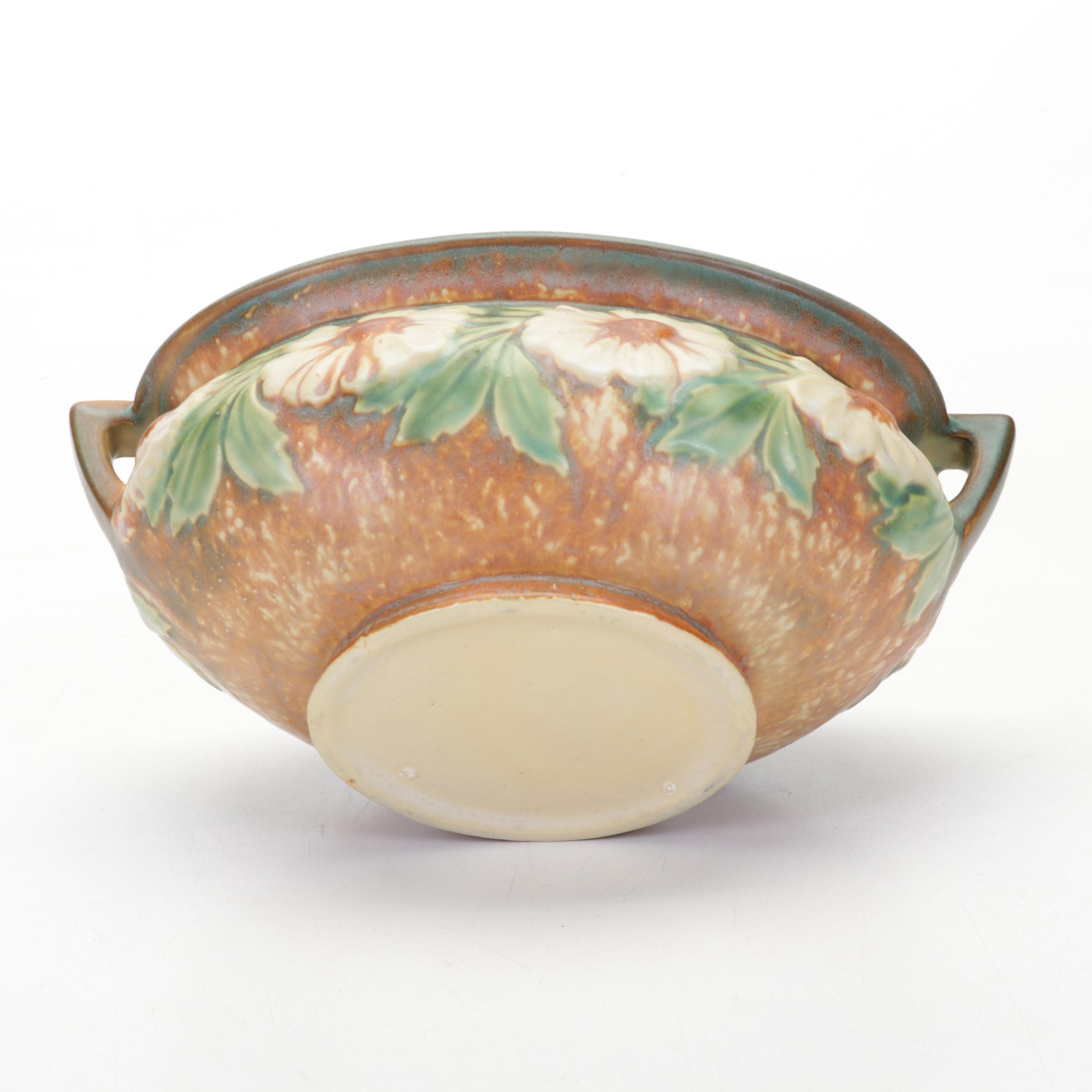 Roseville Pottery "Dahlrose" Earthenware Vase and Console Bowl, circa 1928