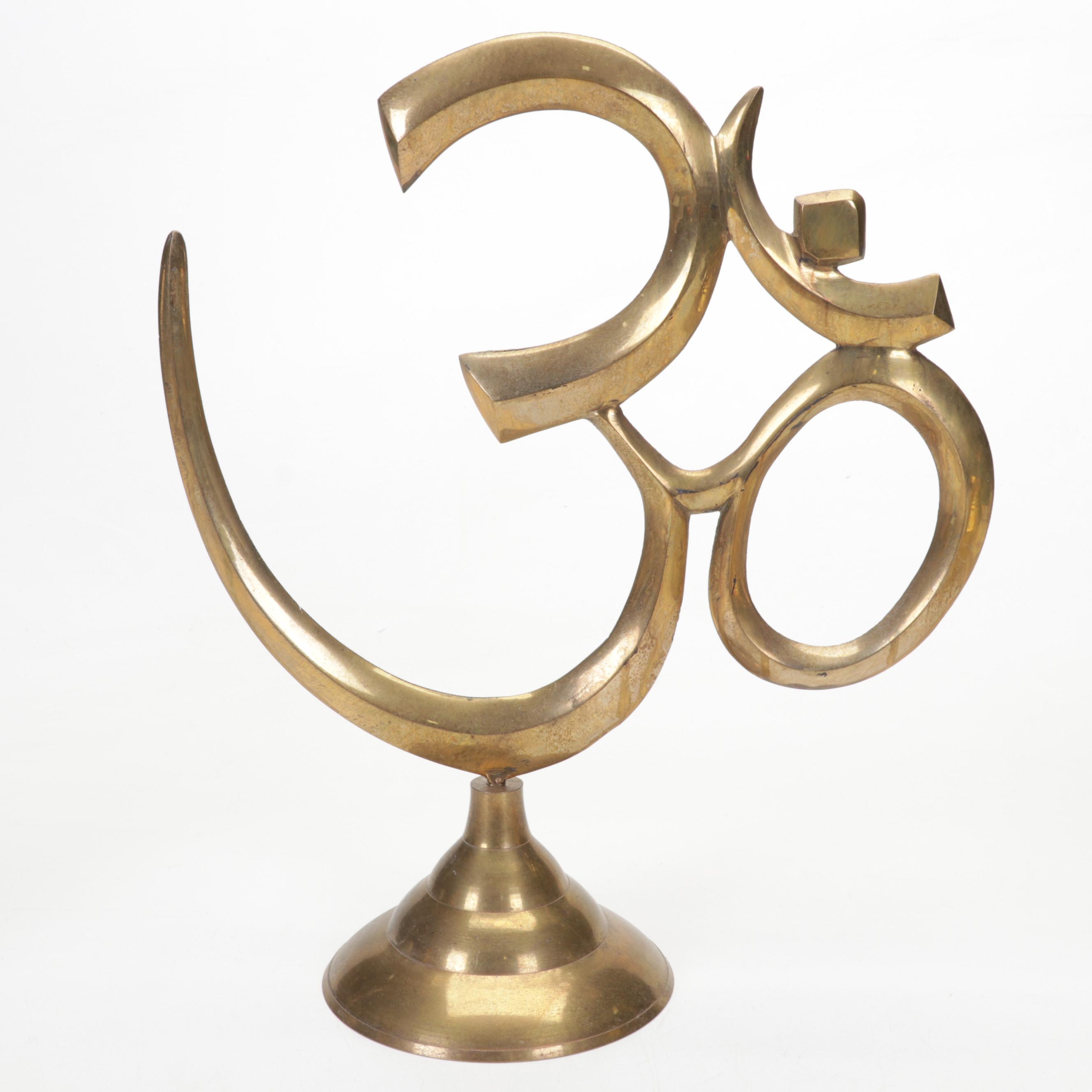 Brass Om Sculpture, Brass Planter, Native American Sand Art, and More Decor