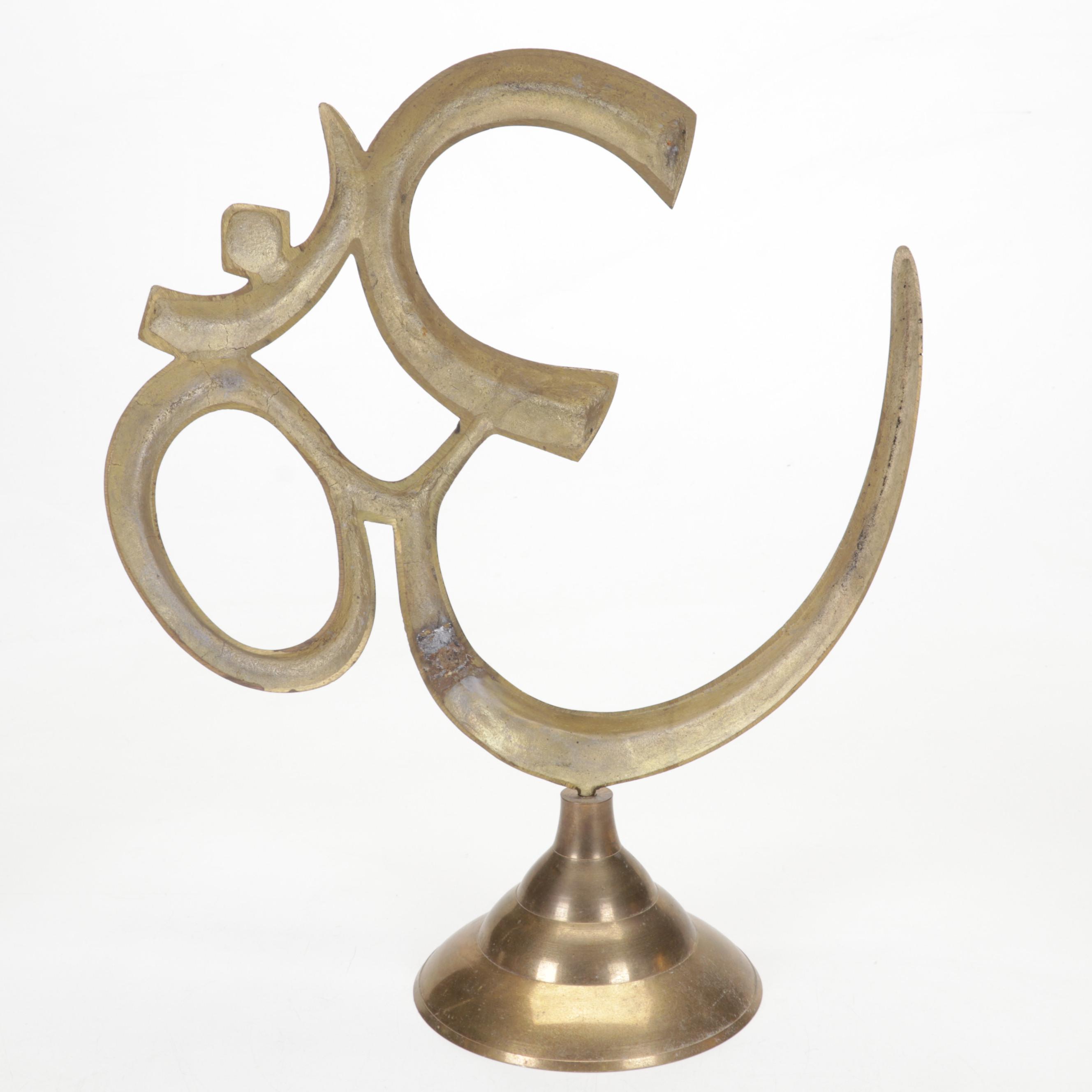 Brass Om Sculpture, Brass Planter, Native American Sand Art, and More Decor