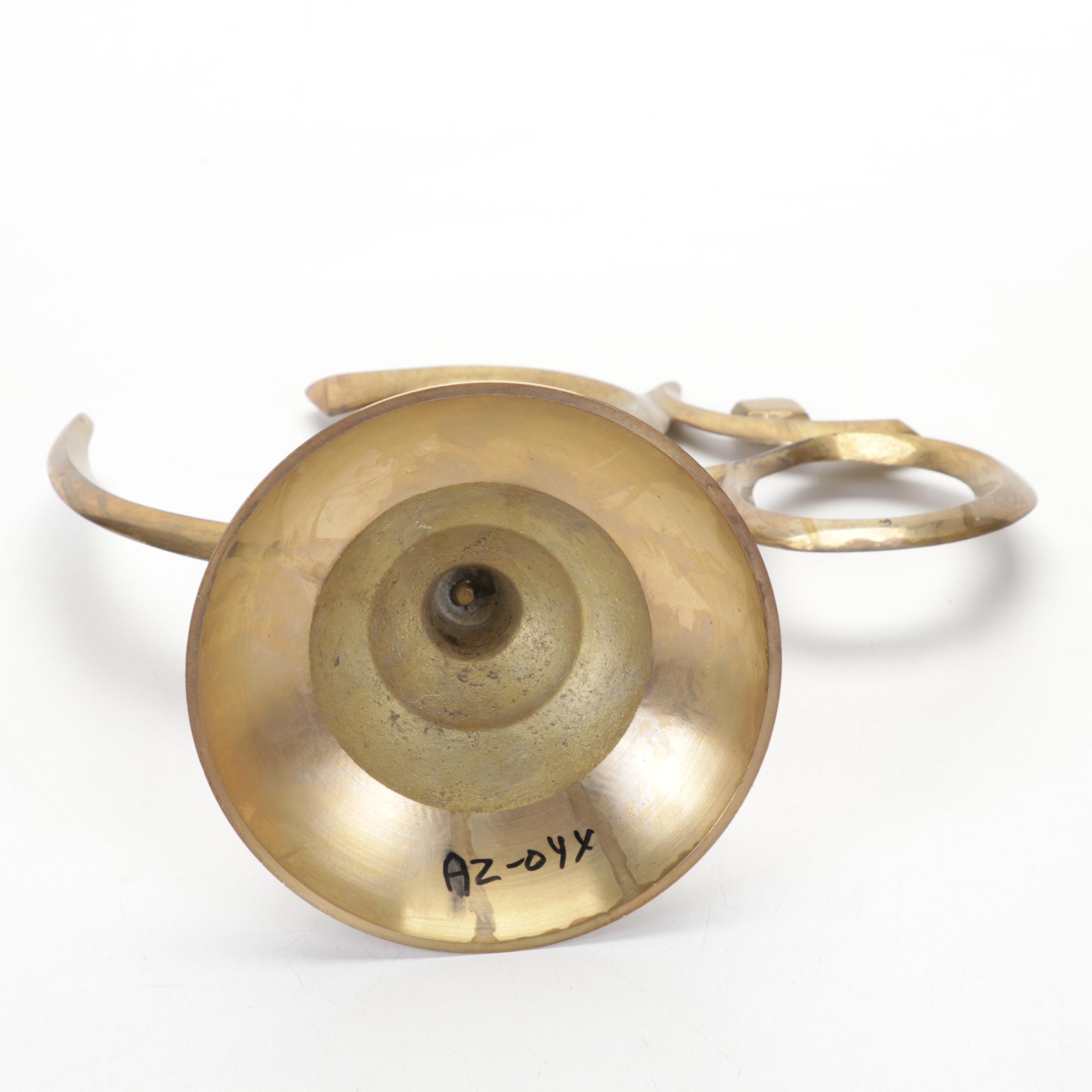 Brass Om Sculpture, Brass Planter, Native American Sand Art, and More Decor