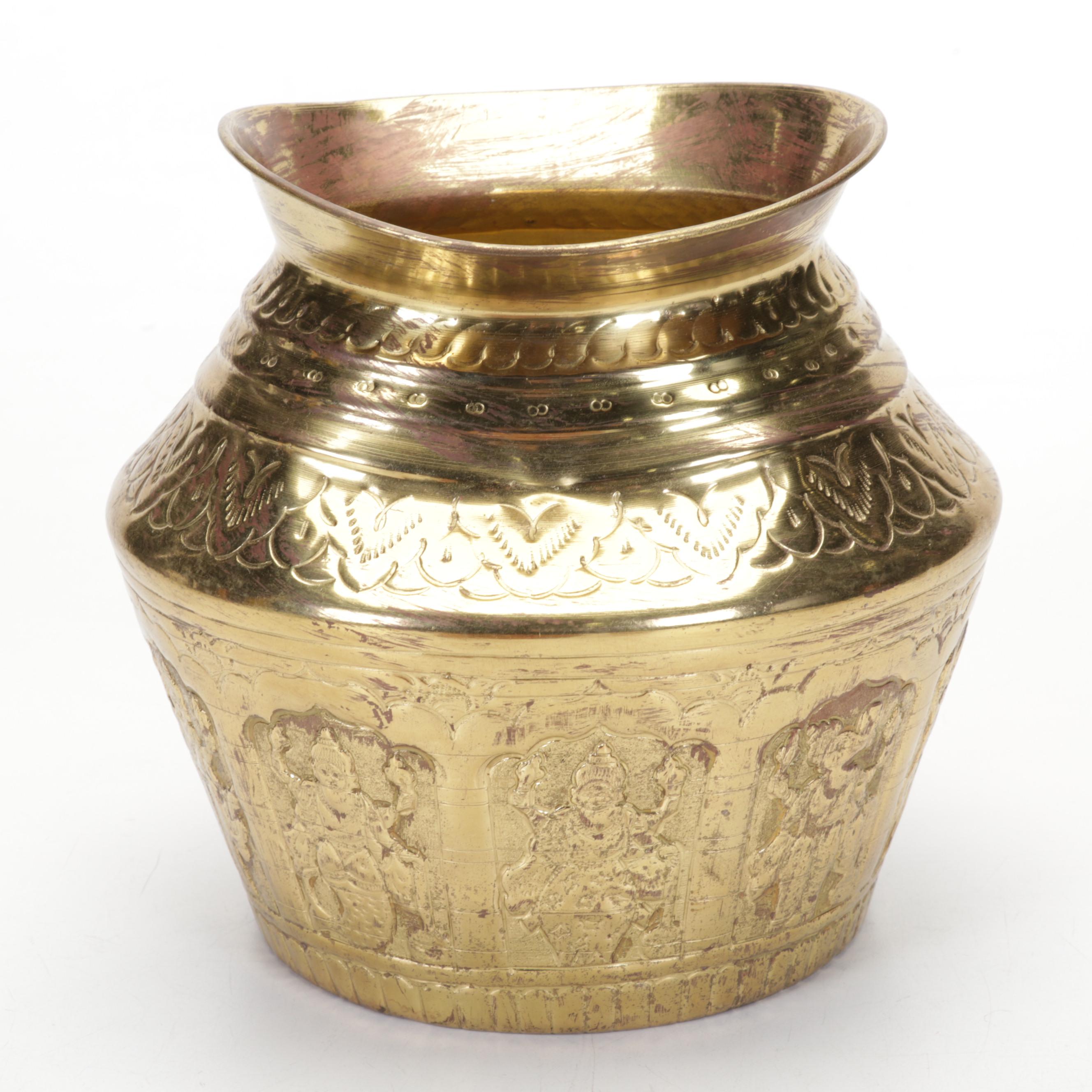 Brass Om Sculpture, Brass Planter, Native American Sand Art, and More Decor