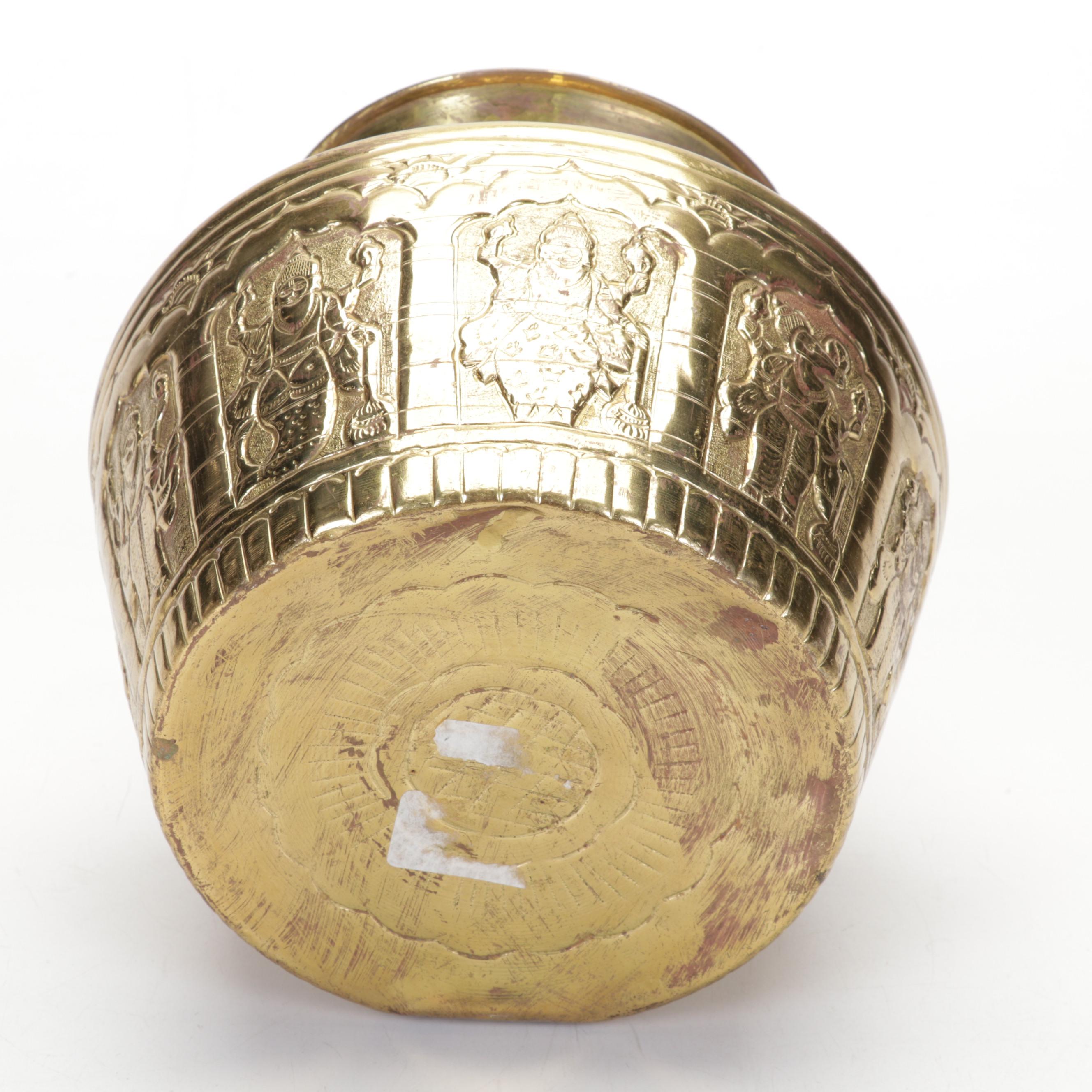 Brass Om Sculpture, Brass Planter, Native American Sand Art, and More Decor