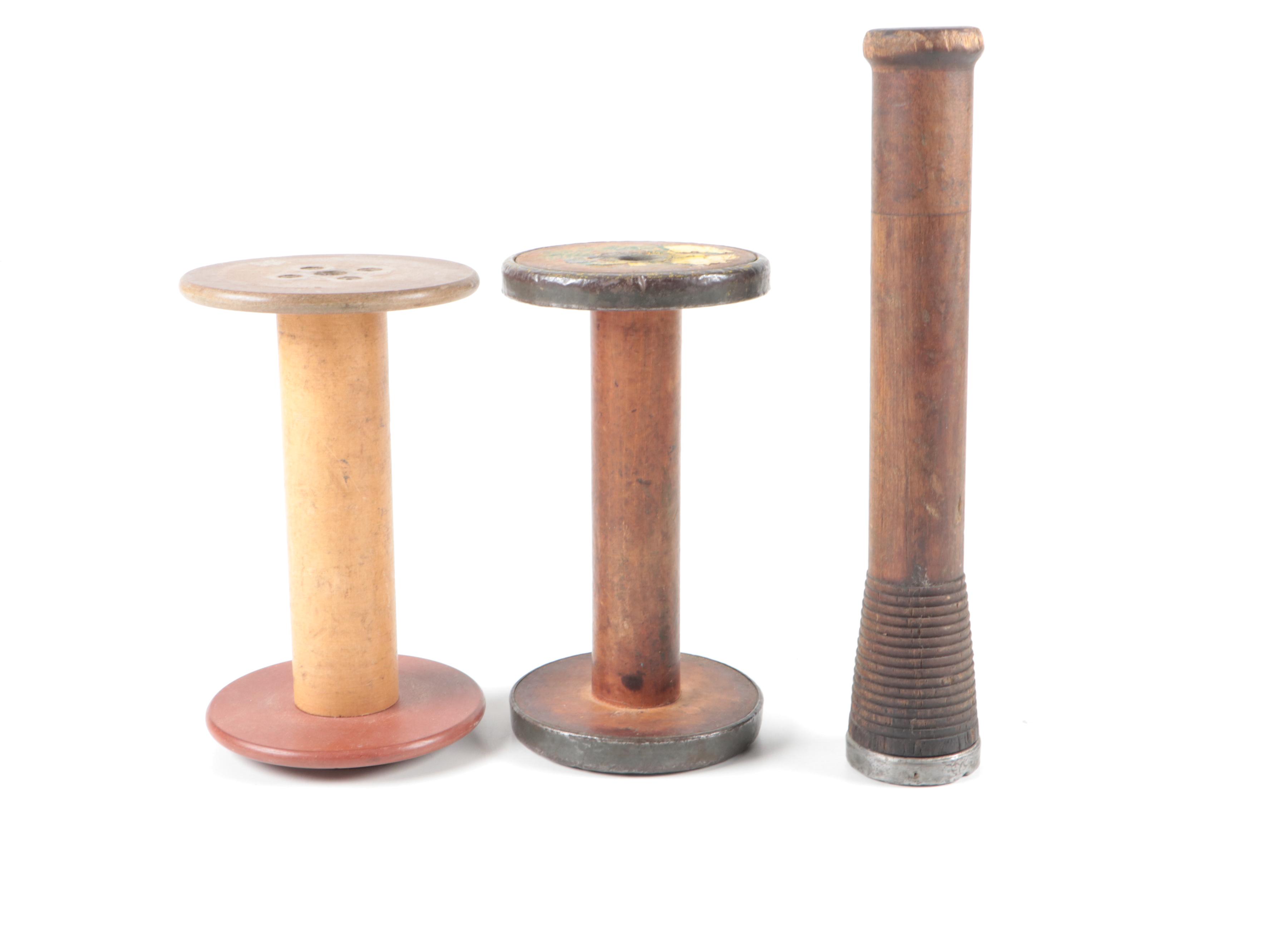 Wooden and Metal Fabric and Threading Spools, Early 20th Century