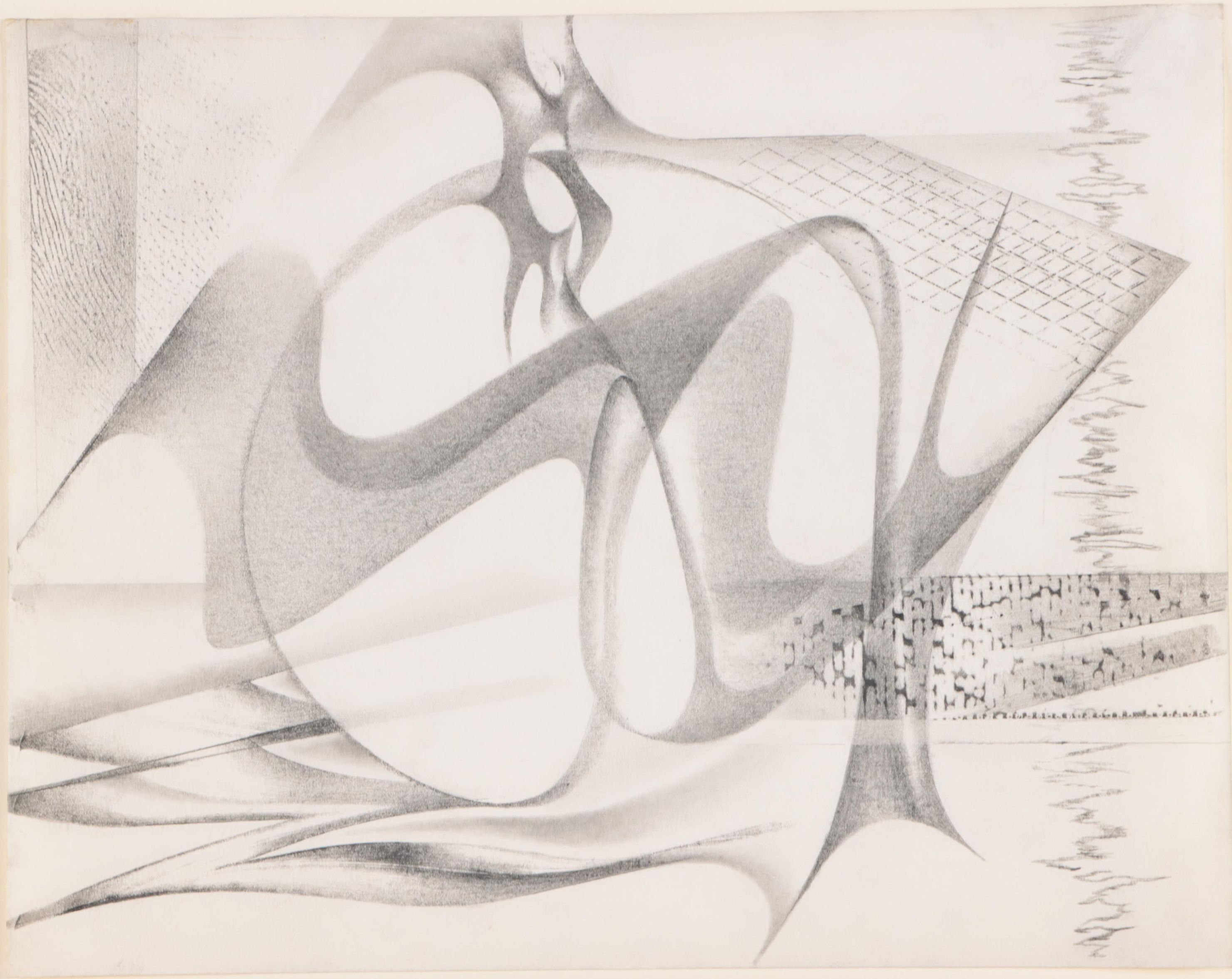 Medard Klein Non-objective Graphite Drawing "Loose Swirls"