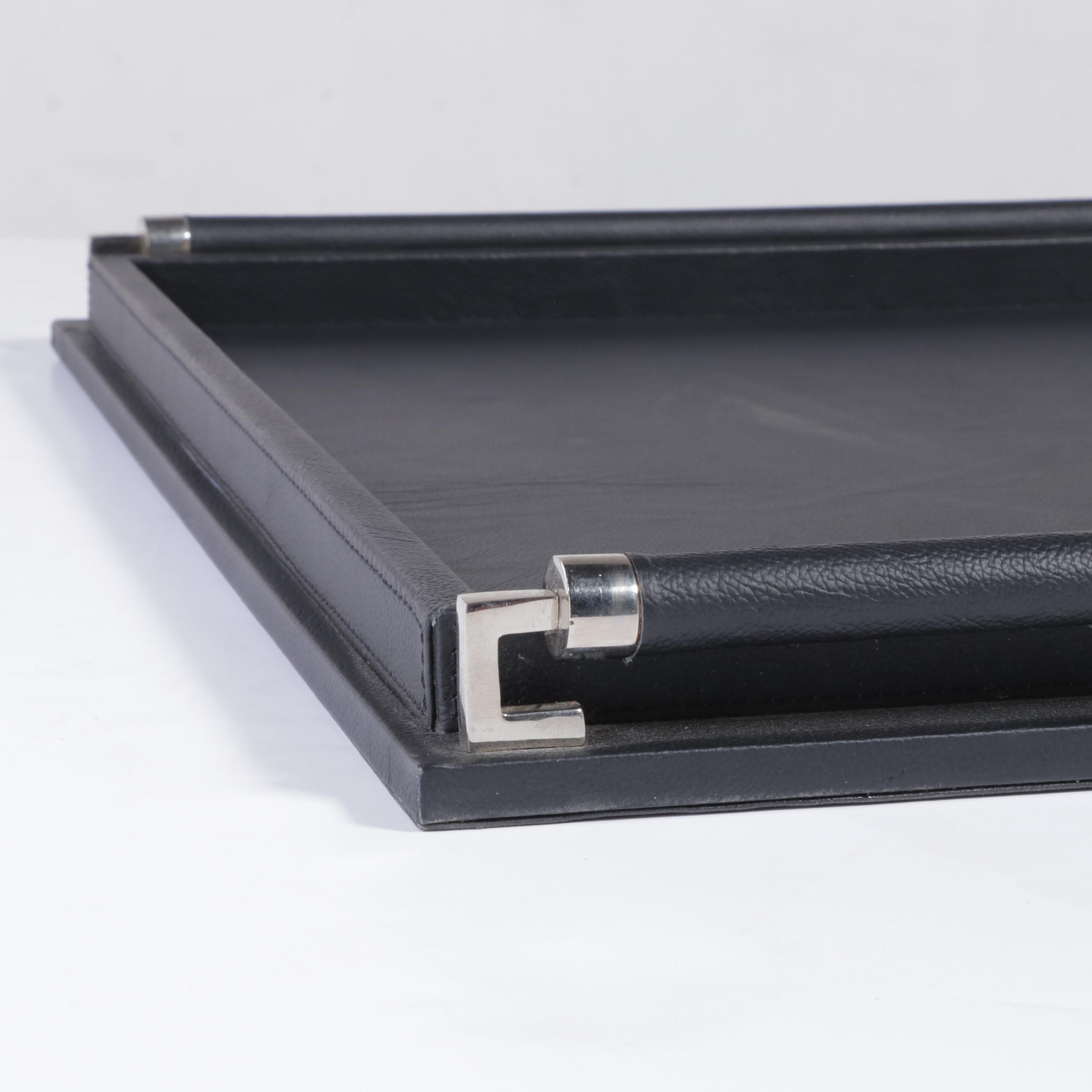 Global Views Double Handled Leather Wrapped Tray