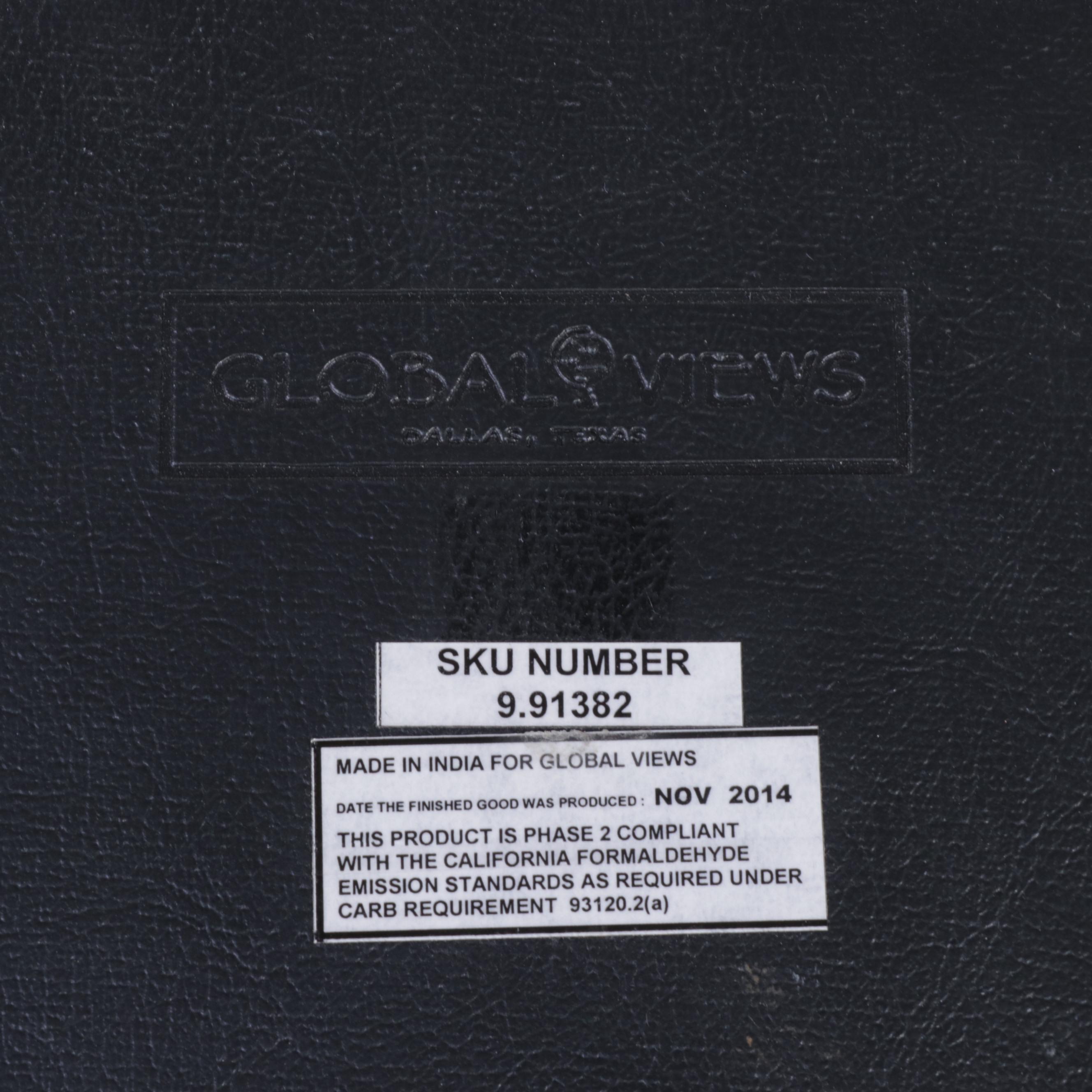 Global Views Double Handled Leather Wrapped Tray