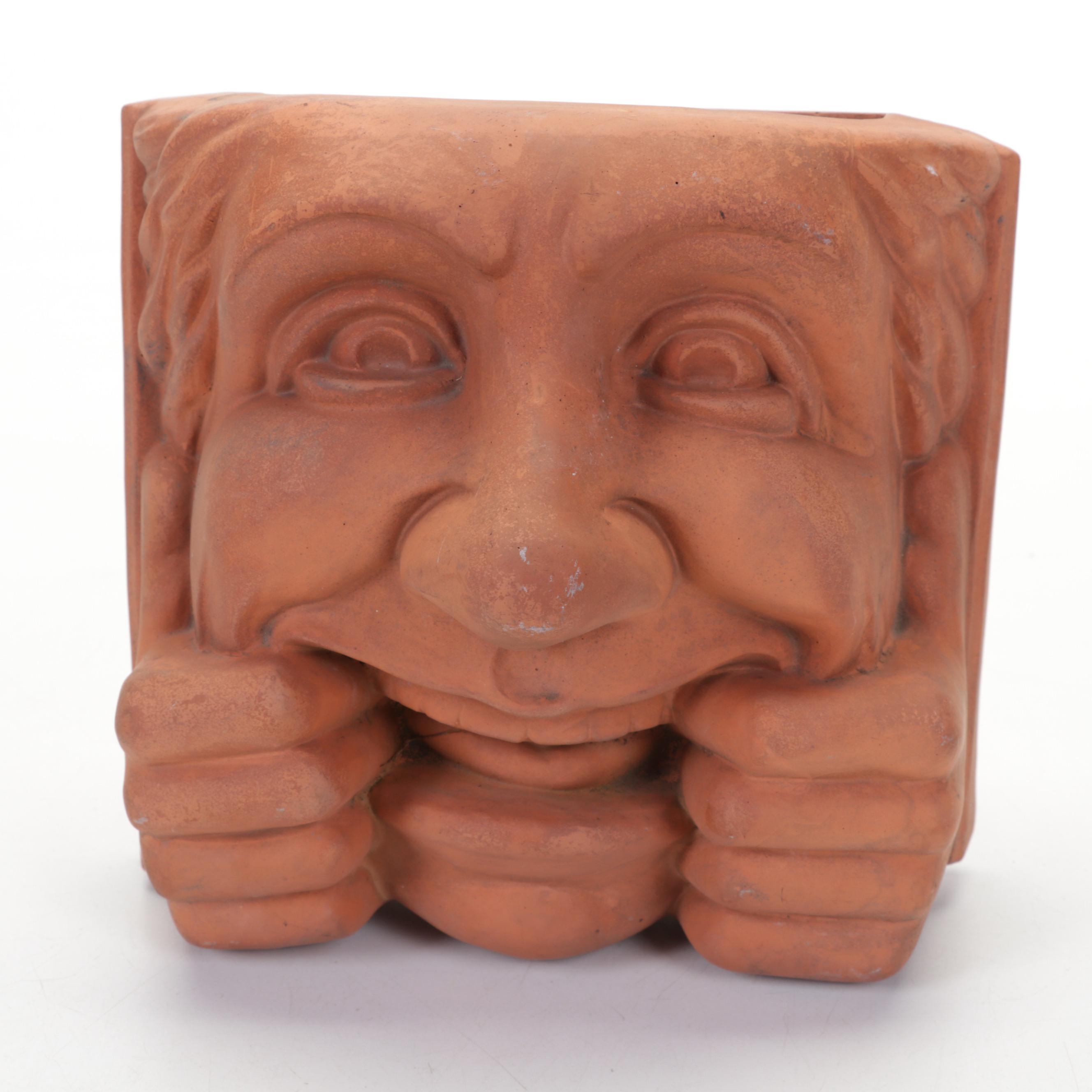 Carruth Studio Garden Sculpture and Wall Planter with Iron Manicule Décor