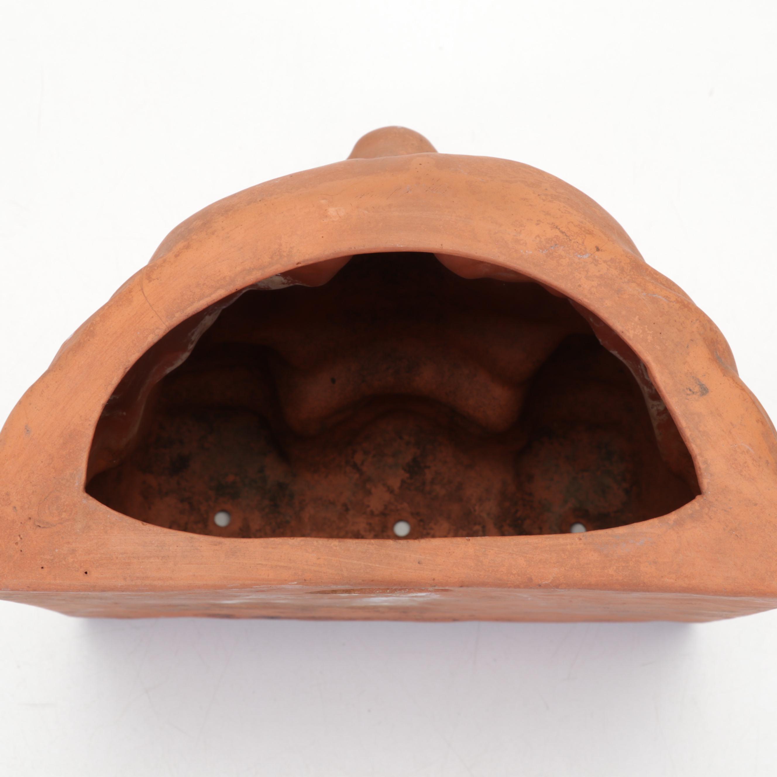 Carruth Studio Garden Sculpture and Wall Planter with Iron Manicule Décor