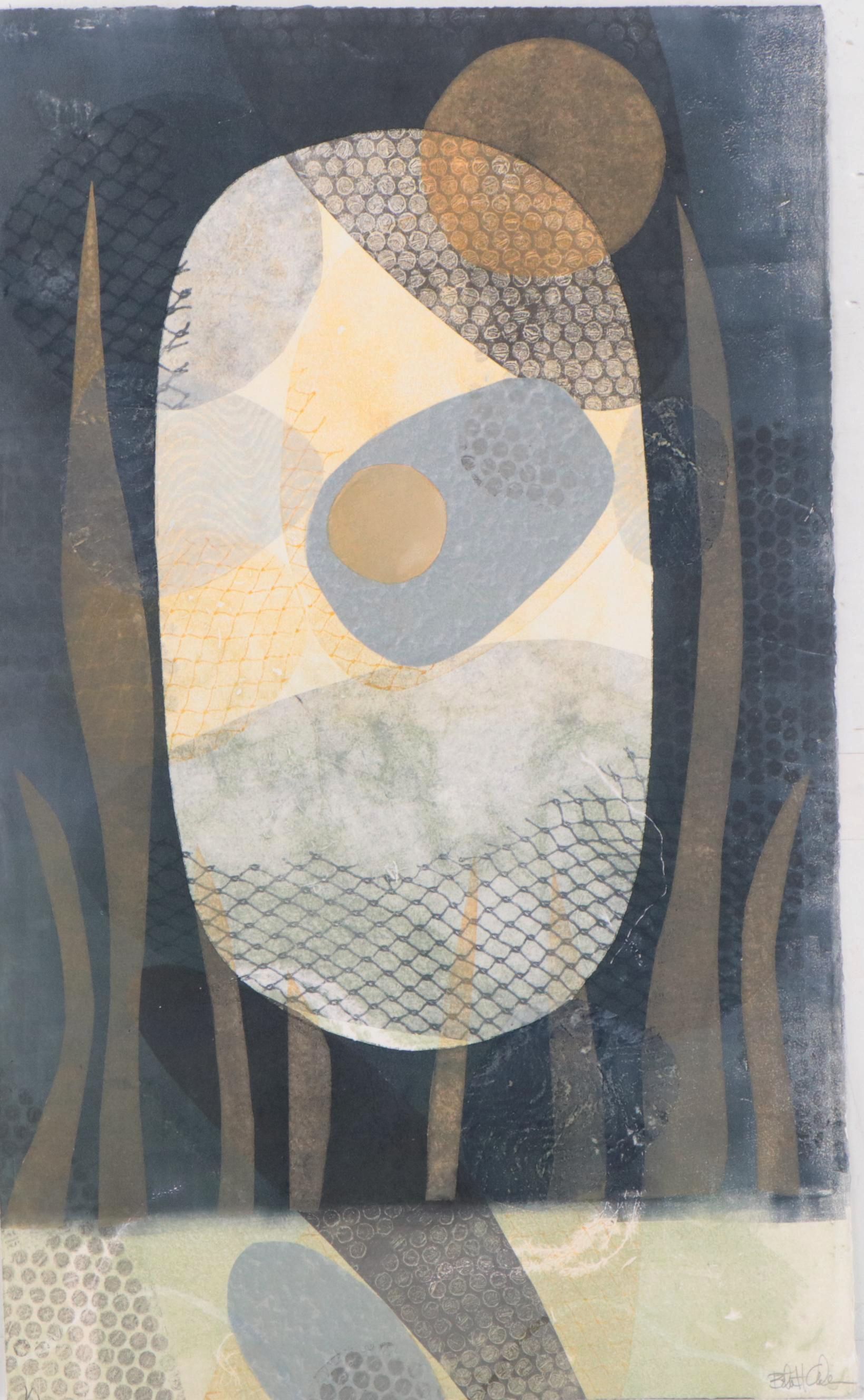 Beth Herman Adler Biomorphic Monoprint "Lingam", 21st Century