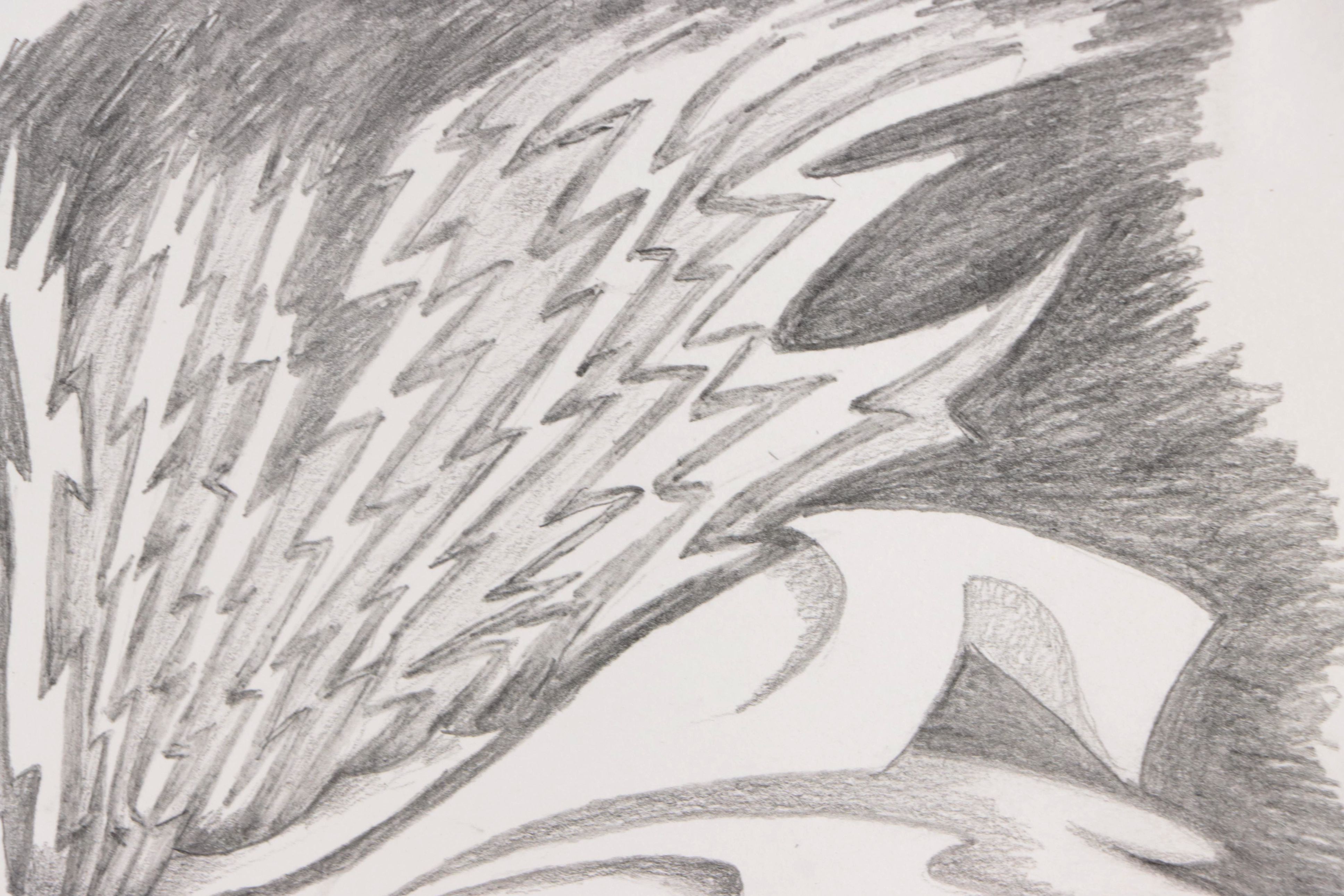 Gustav Von der Loo Abstract Graphite Drawing, 1988