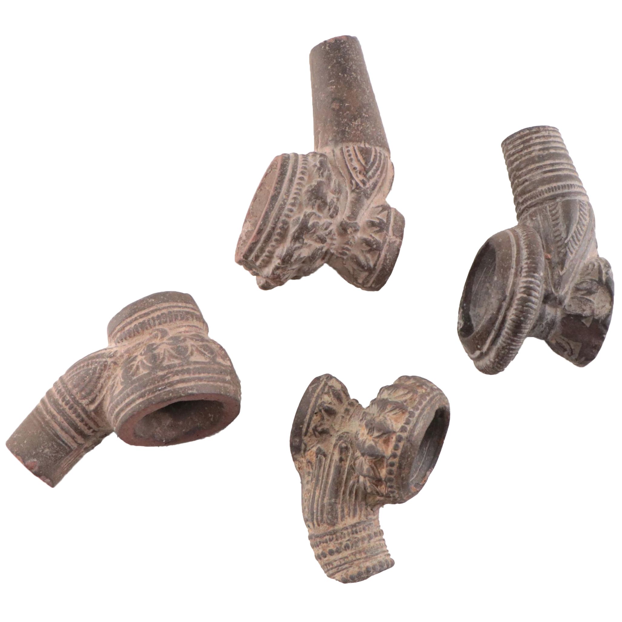 Laotian Khmer Stoneware Pipe Bowls, Circa 1300