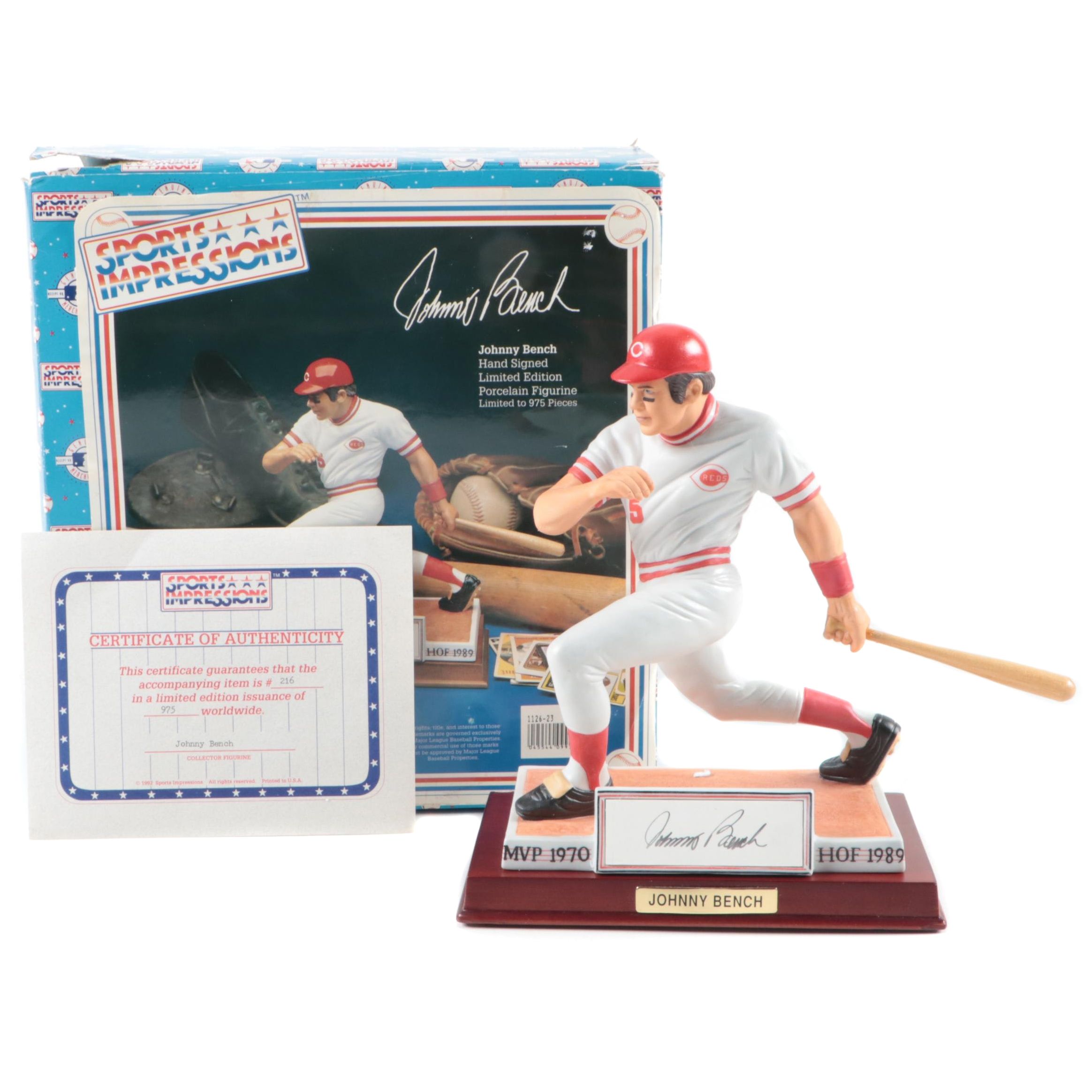 Sports Impressions Johnny Bench Signed Reds Limited Edition Porcelain Figurine
