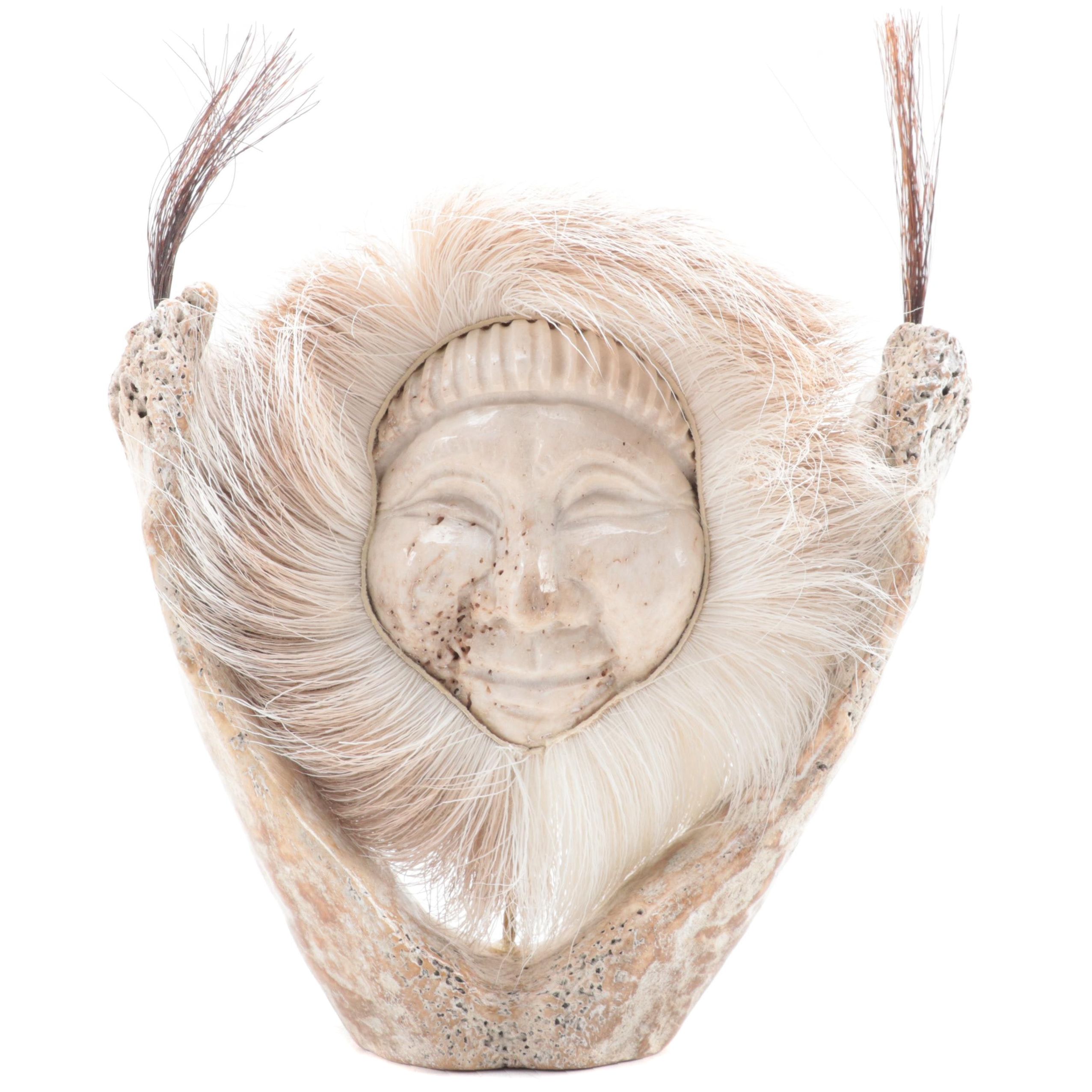 Alaskan Inuit Carved Jaw Bone Sculpture