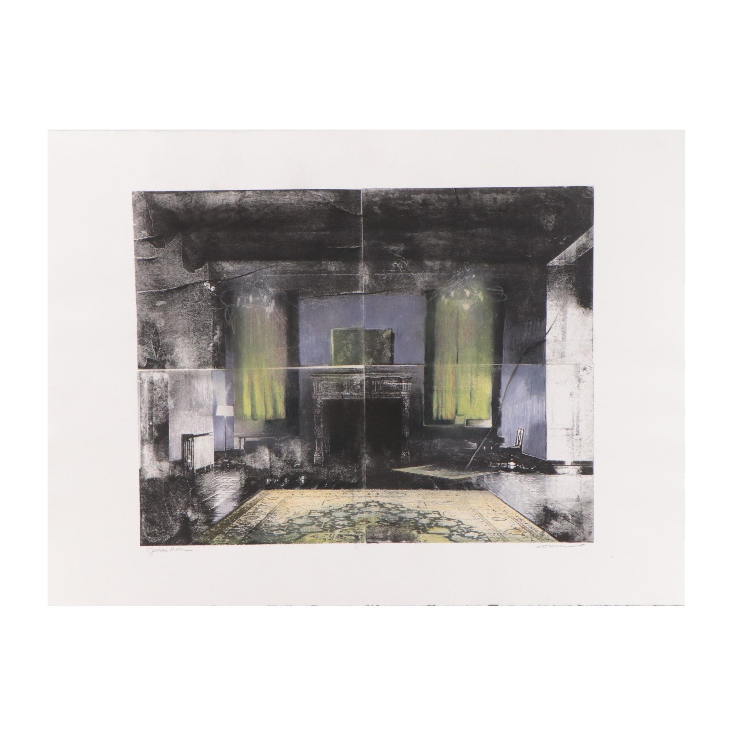 Julie Cowan Lithograph Monoprint "Julia's Room"