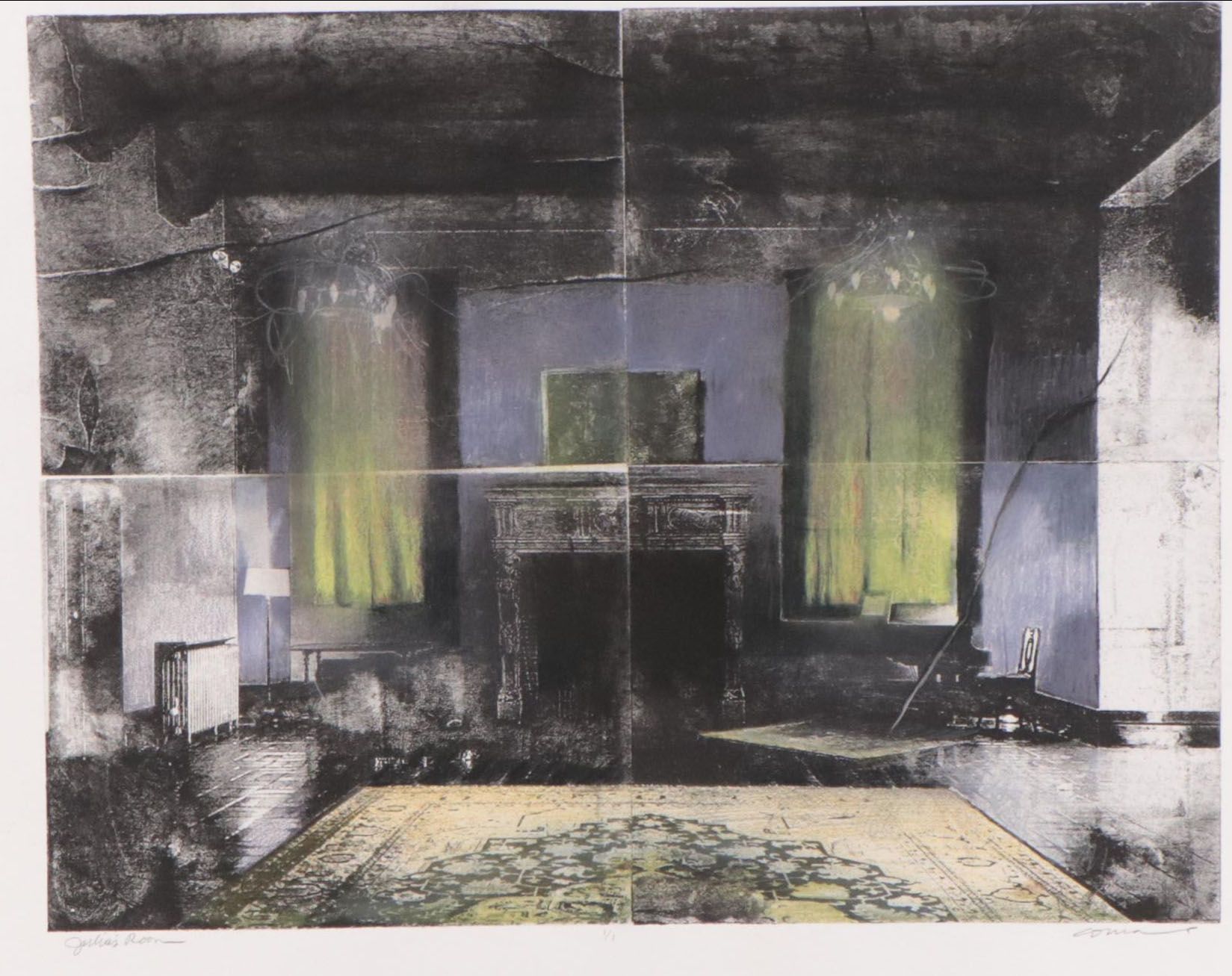 Julie Cowan Lithograph Monoprint "Julia's Room"