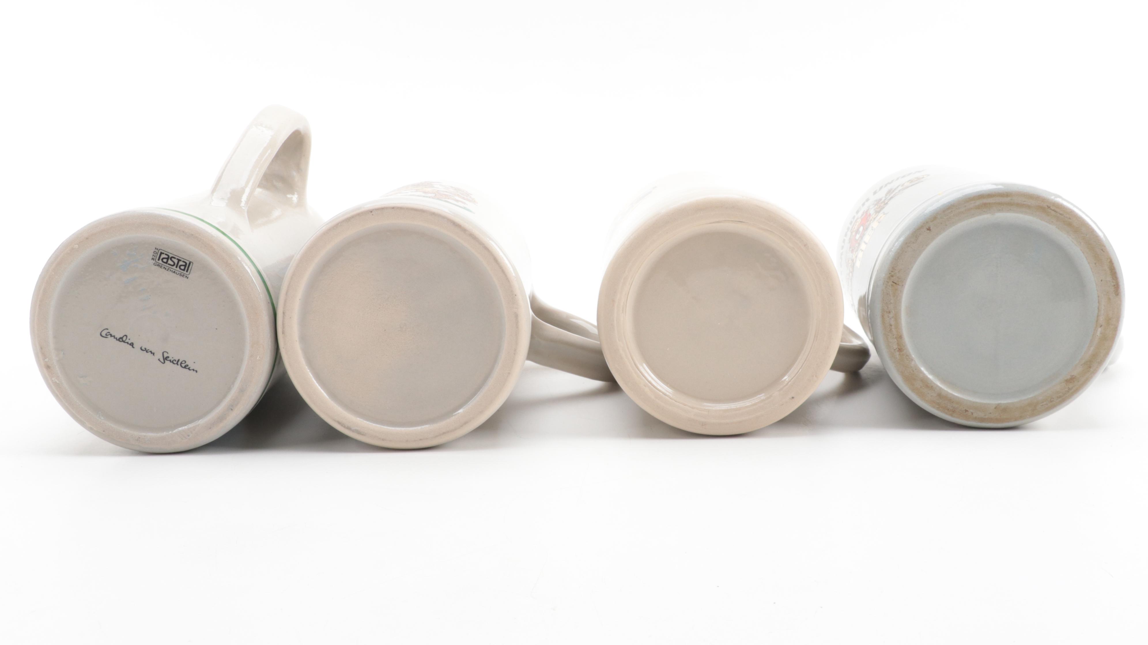 Oktoberfest and Other Stoneware Beer Steins, Late 20th Century