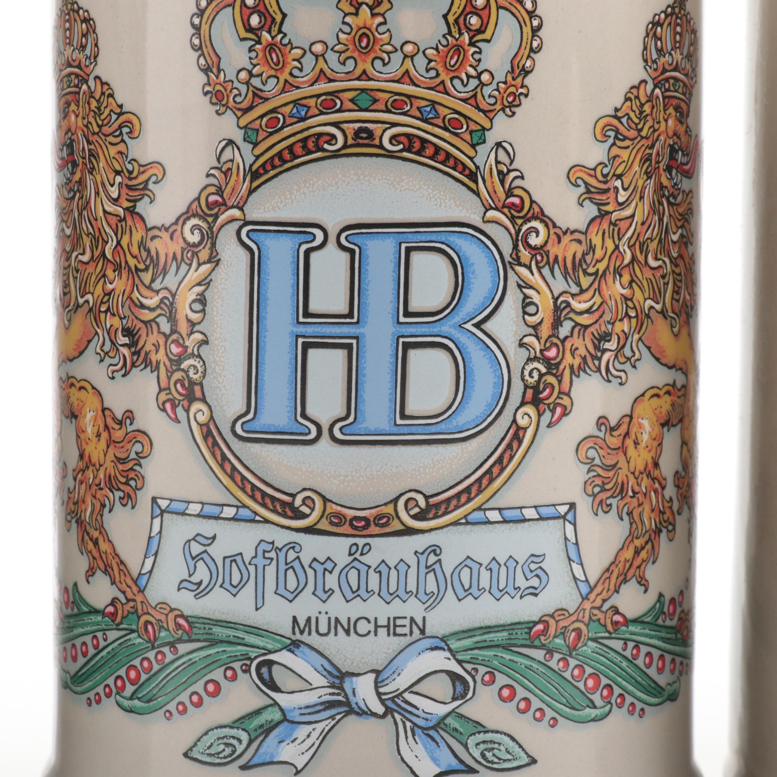 Oktoberfest and Other Stoneware Beer Steins, Late 20th Century