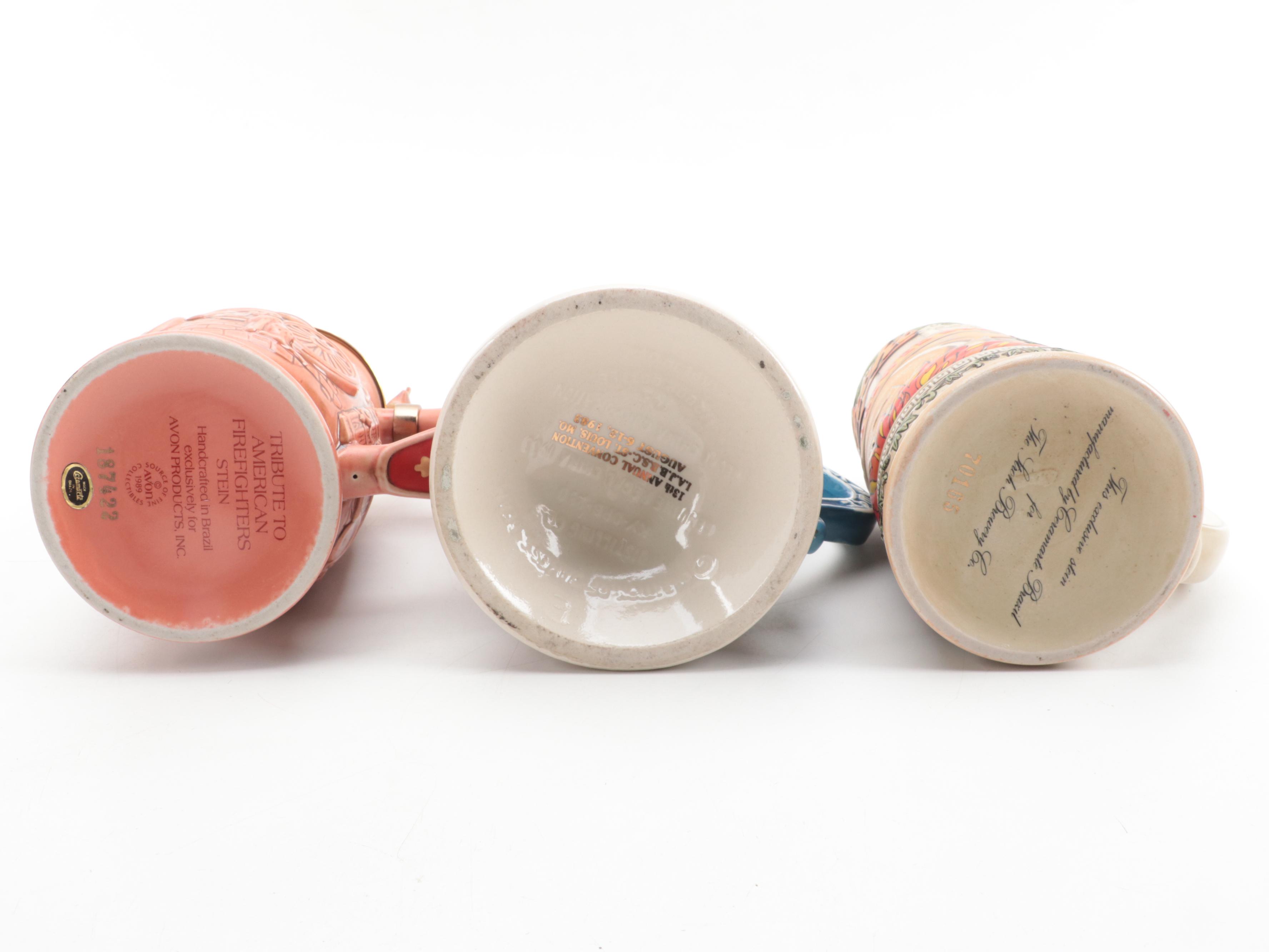 Jim Beam Stein Shaped Decanter with Stroh Brewery and Other Ceramic Beer Steins