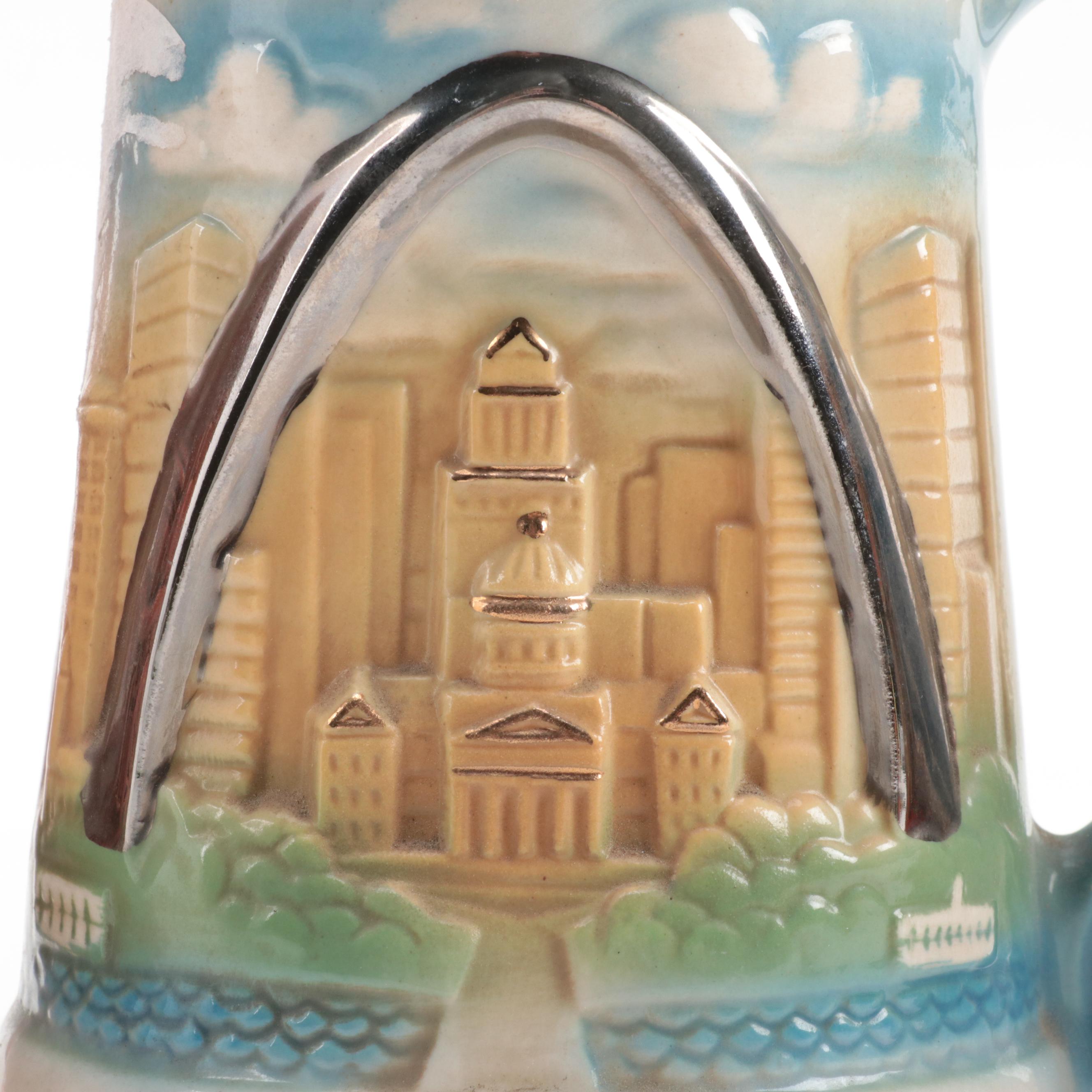 Jim Beam Stein Shaped Decanter with Stroh Brewery and Other Ceramic Beer Steins