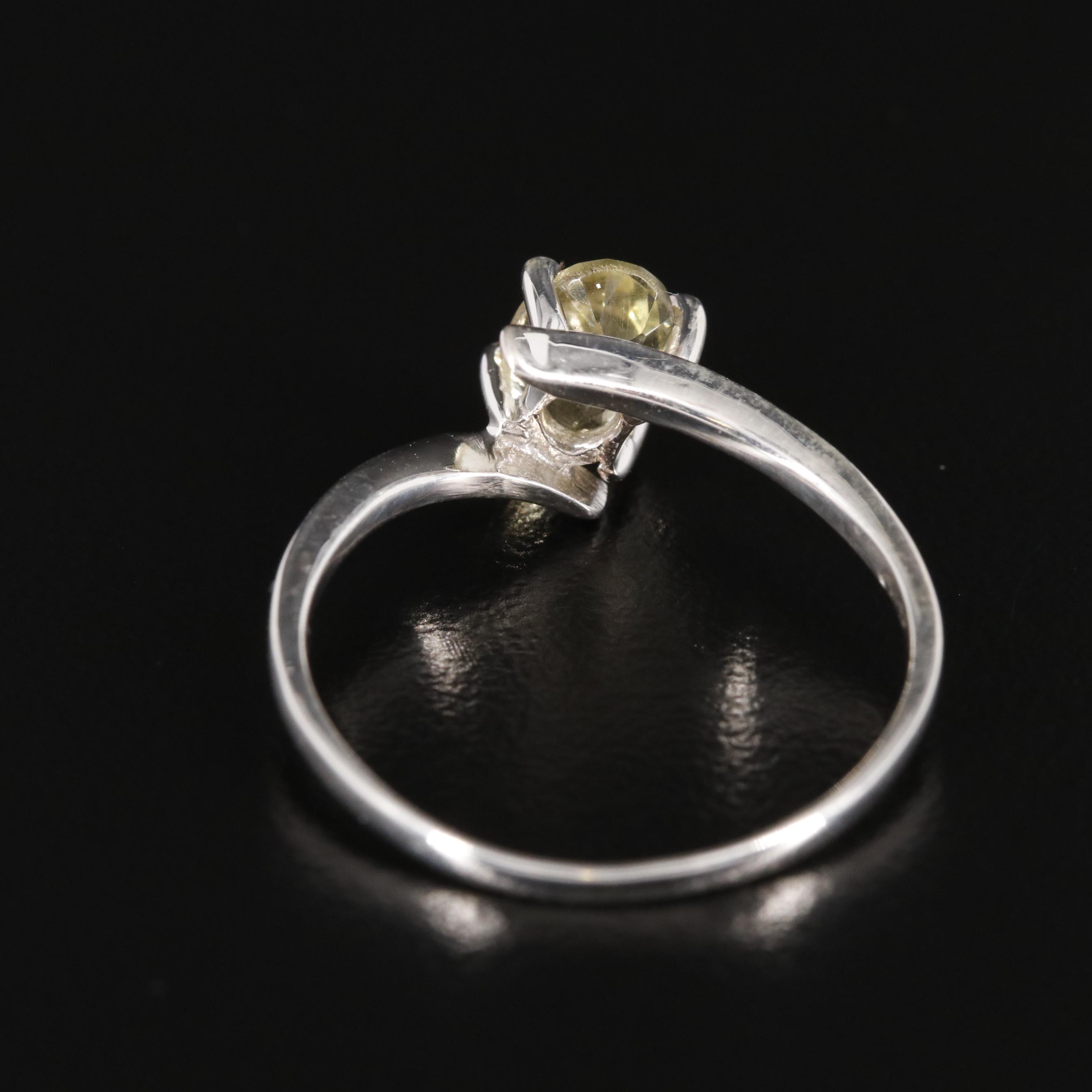 Sterling and Citrine Solitaire Bypass Ring