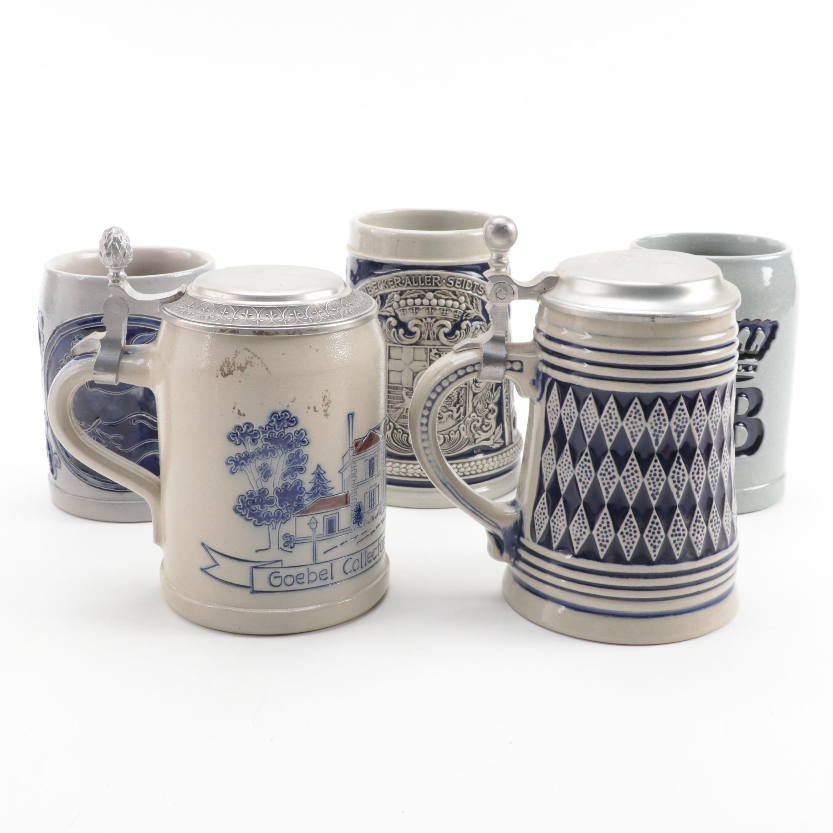 Goebel with Westerwald Style and Other German Stoneware Beer Steins