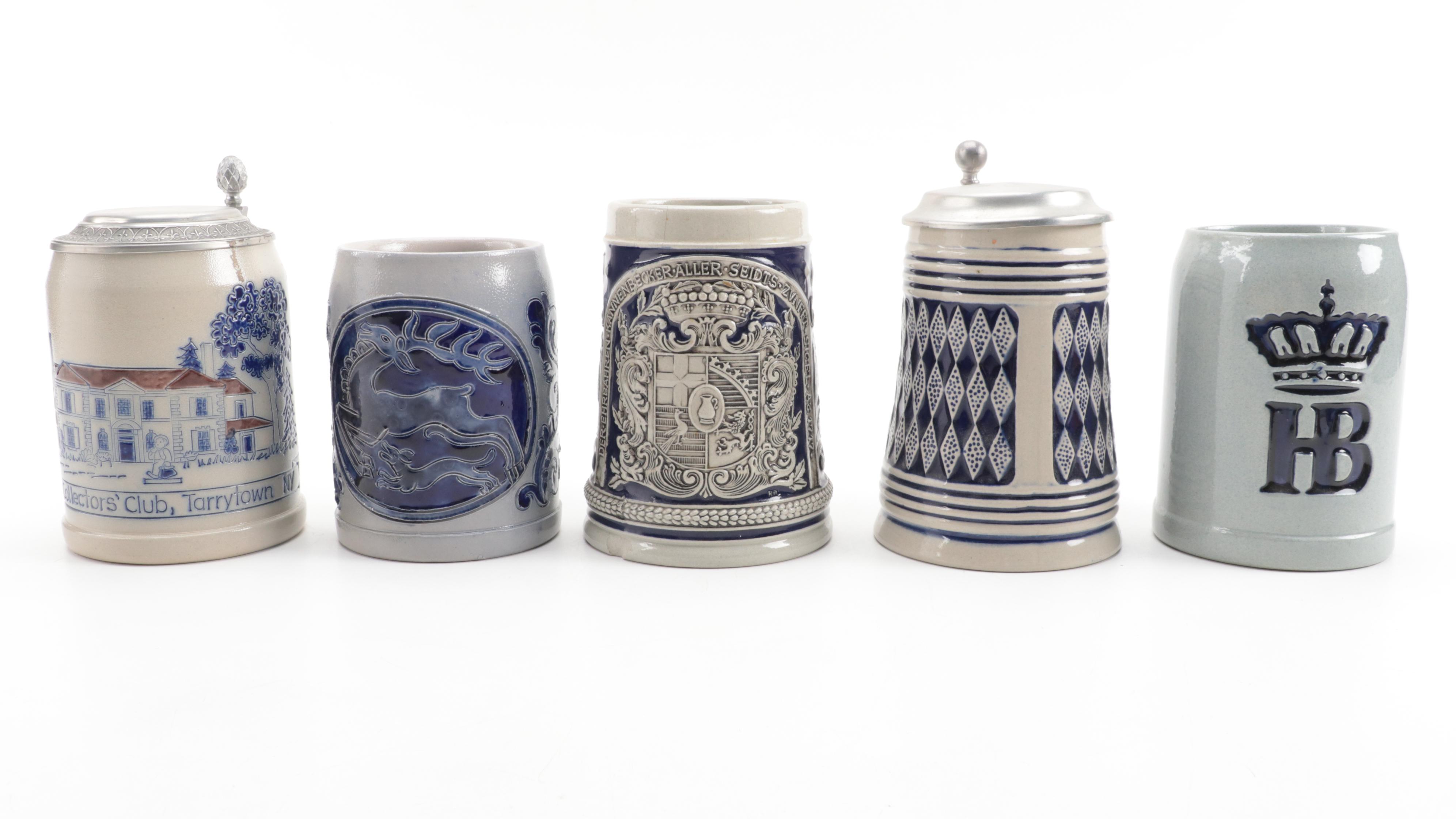 Goebel with Westerwald Style and Other German Stoneware Beer Steins