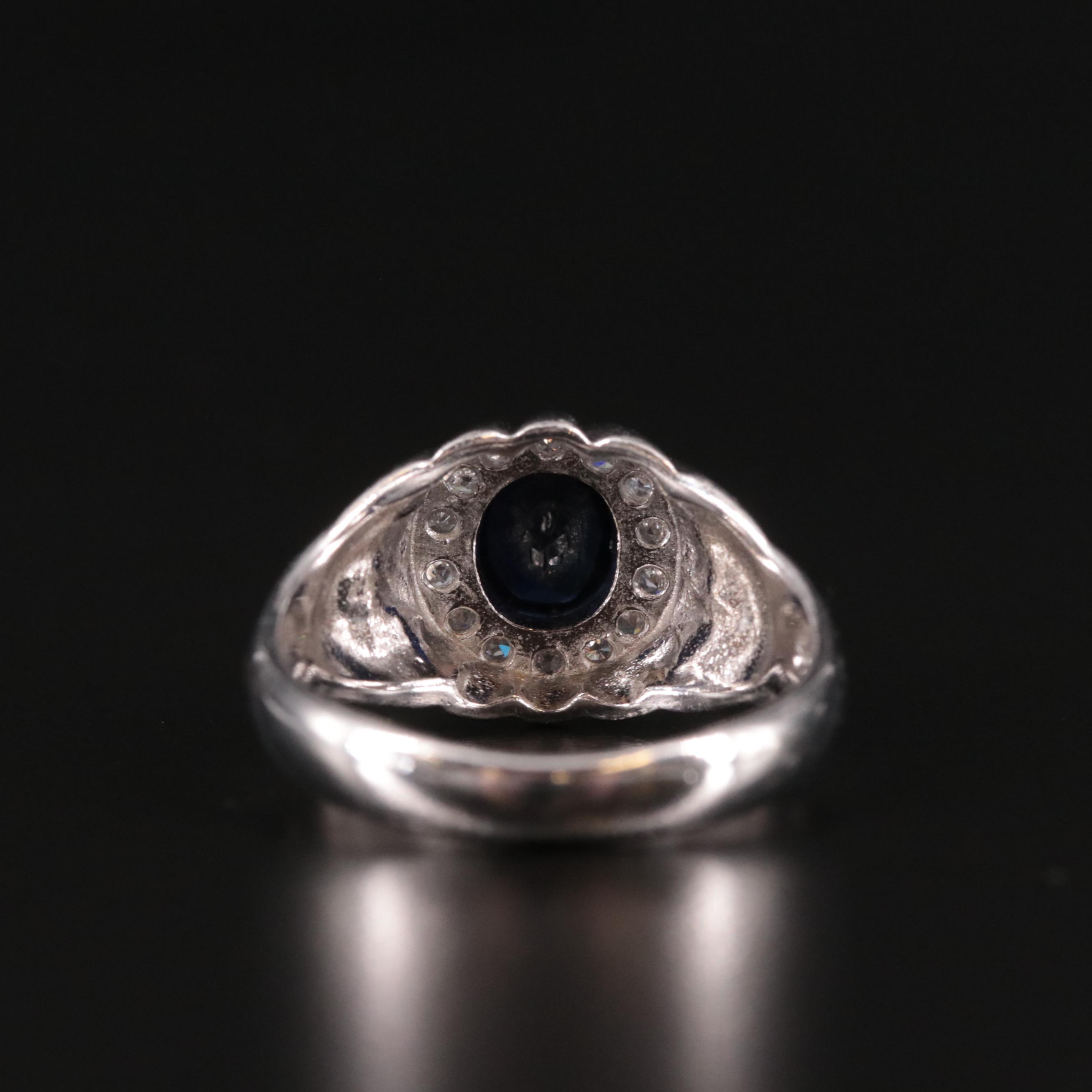 Sterling, Sapphire and Cubic Zirconia Tapered Ring