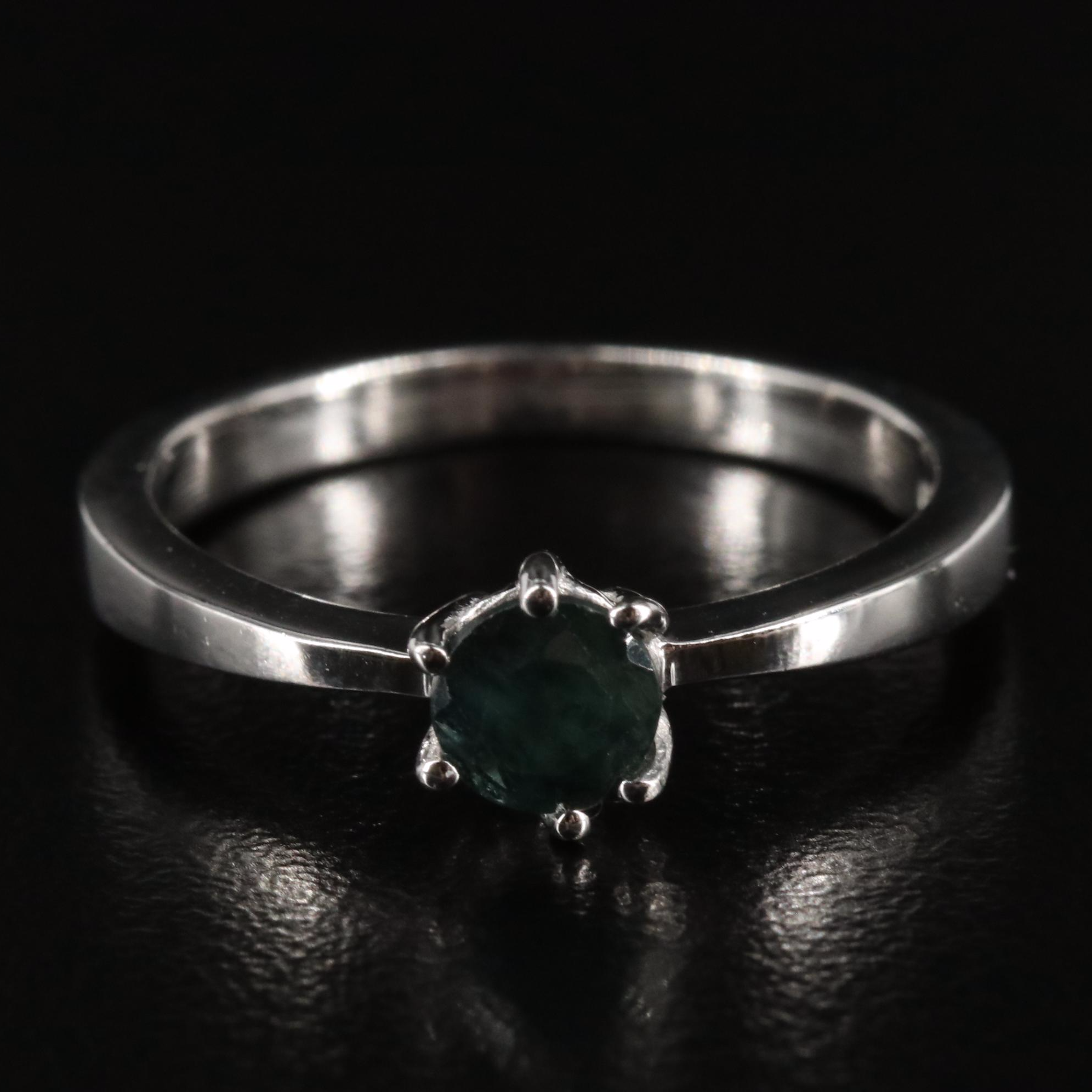 Sterling Sapphire Solitaire Ring