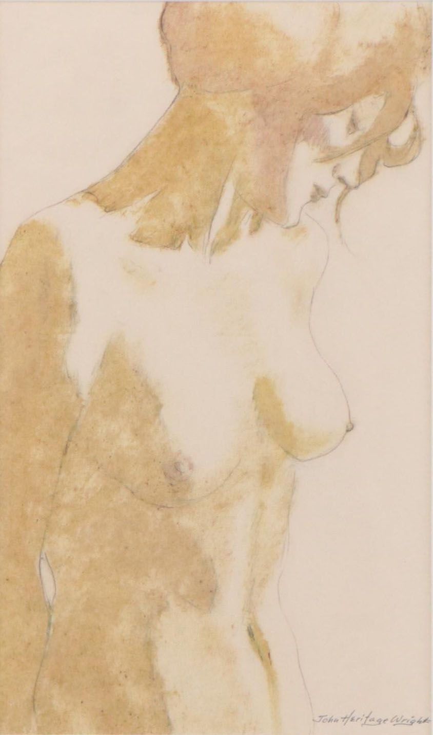 John Heritage Wright Figurative Oil Sketch "Ochre Nude", Circa 1970