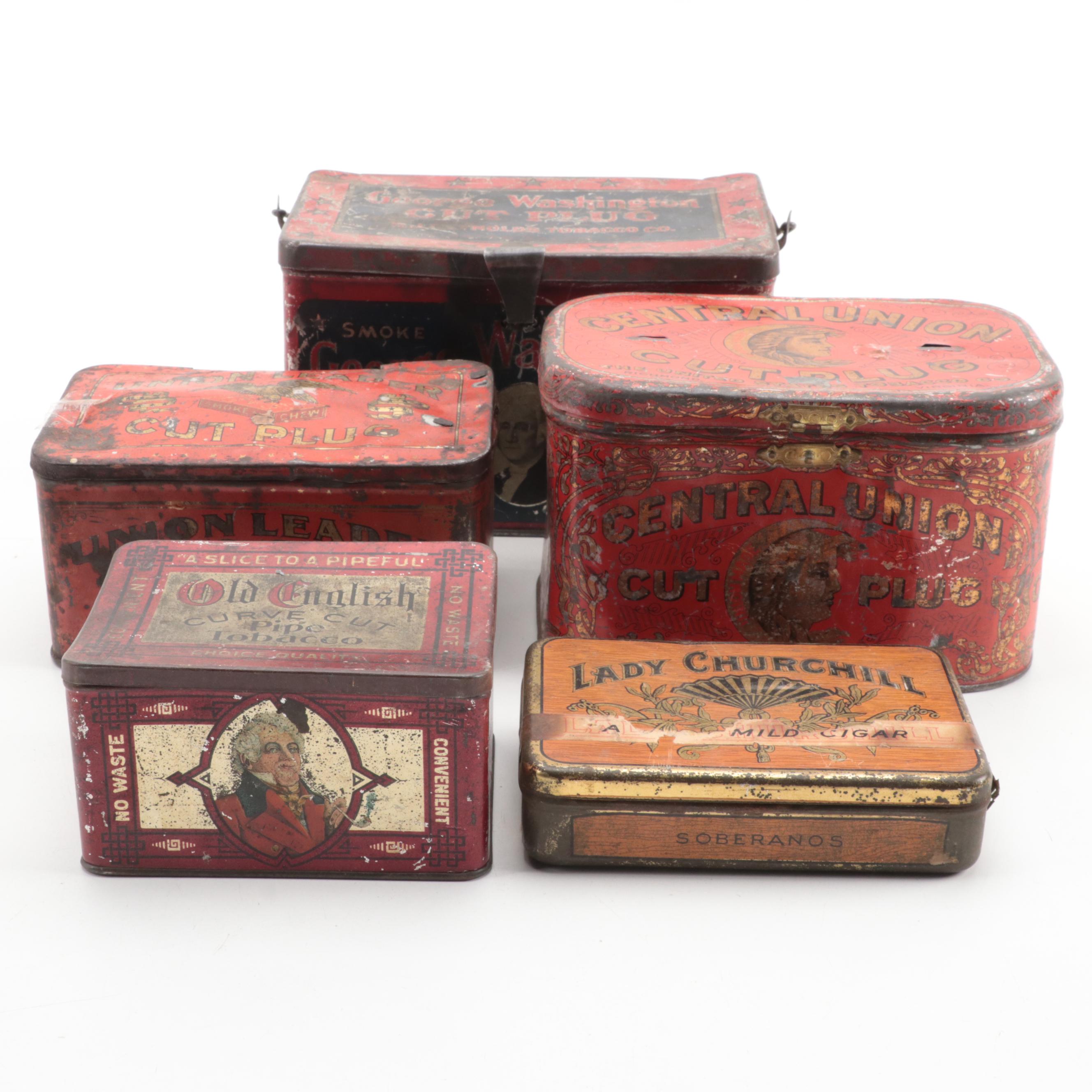 Central Union, Old English, George Washington and Other Tobacco Tins