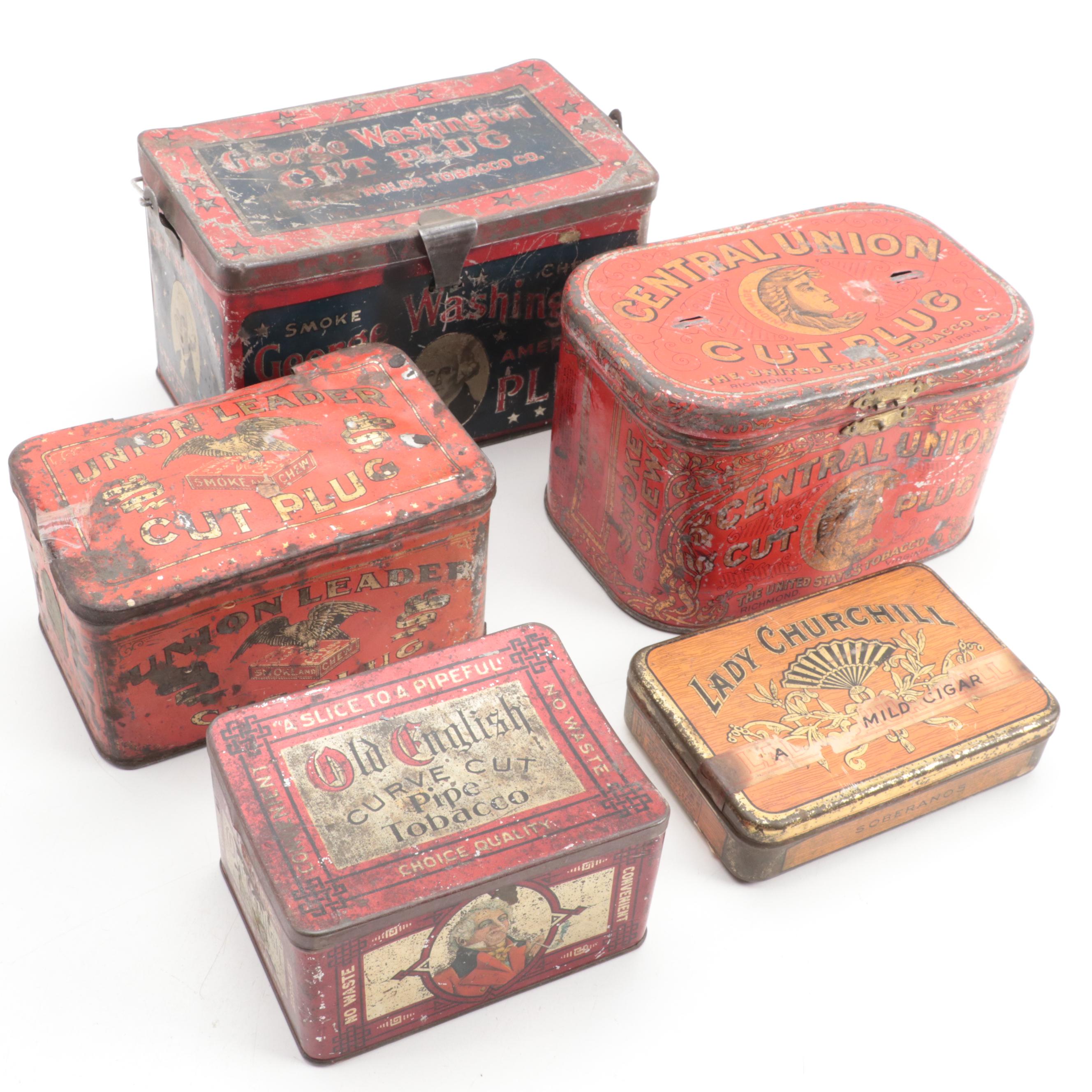 Central Union, Old English, George Washington and Other Tobacco Tins