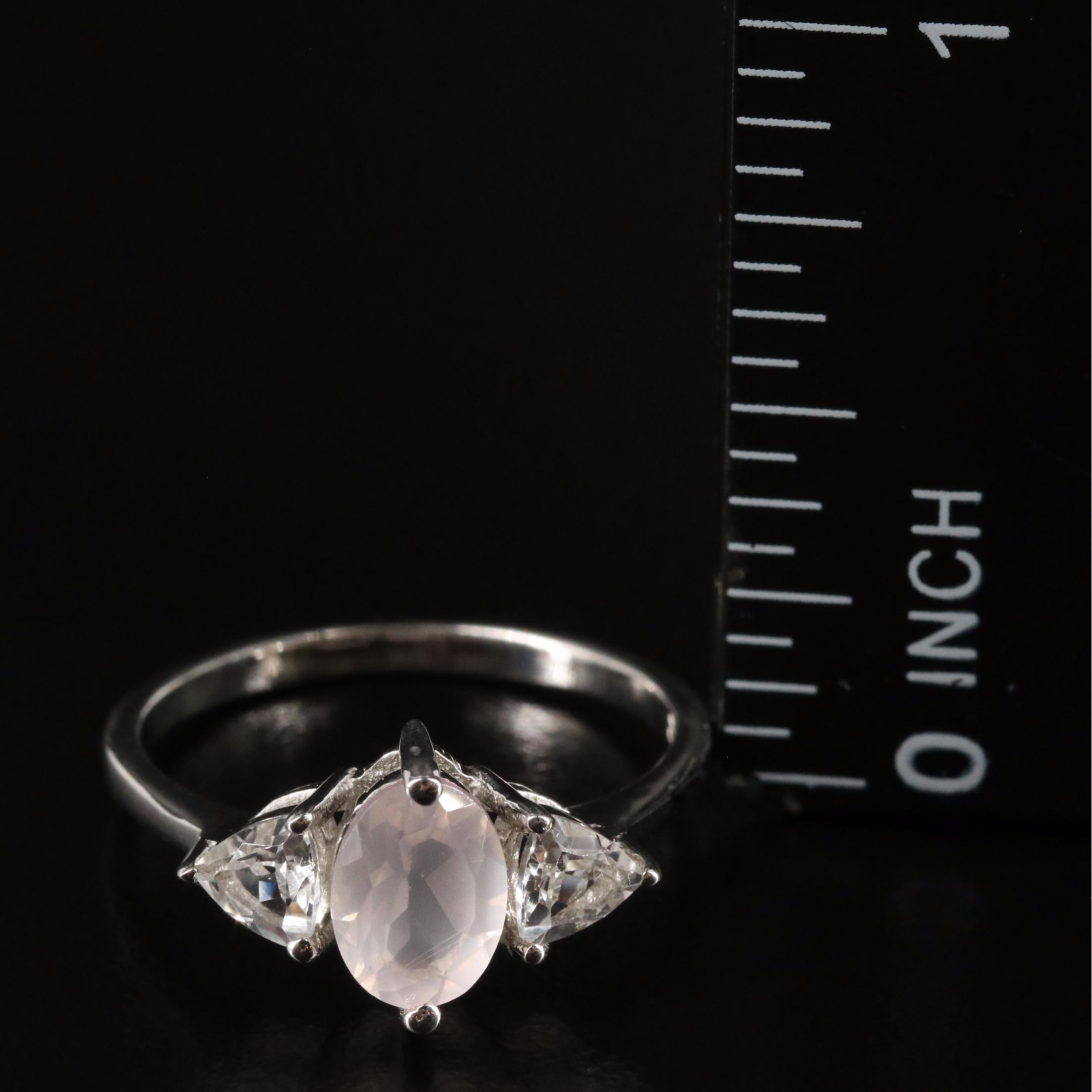 Sterling Rose Quartz and White Topaz Ring