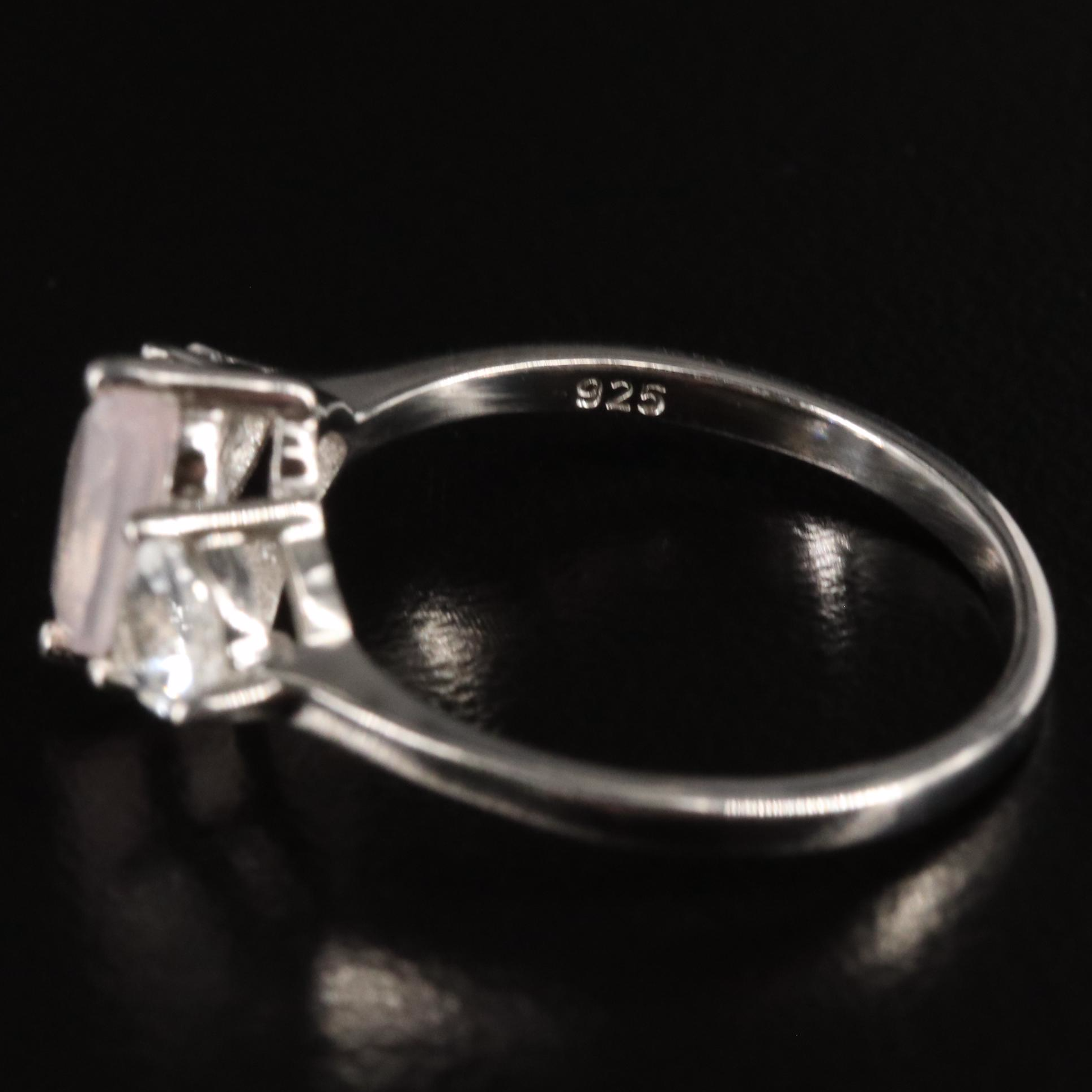 Sterling Rose Quartz and White Topaz Ring