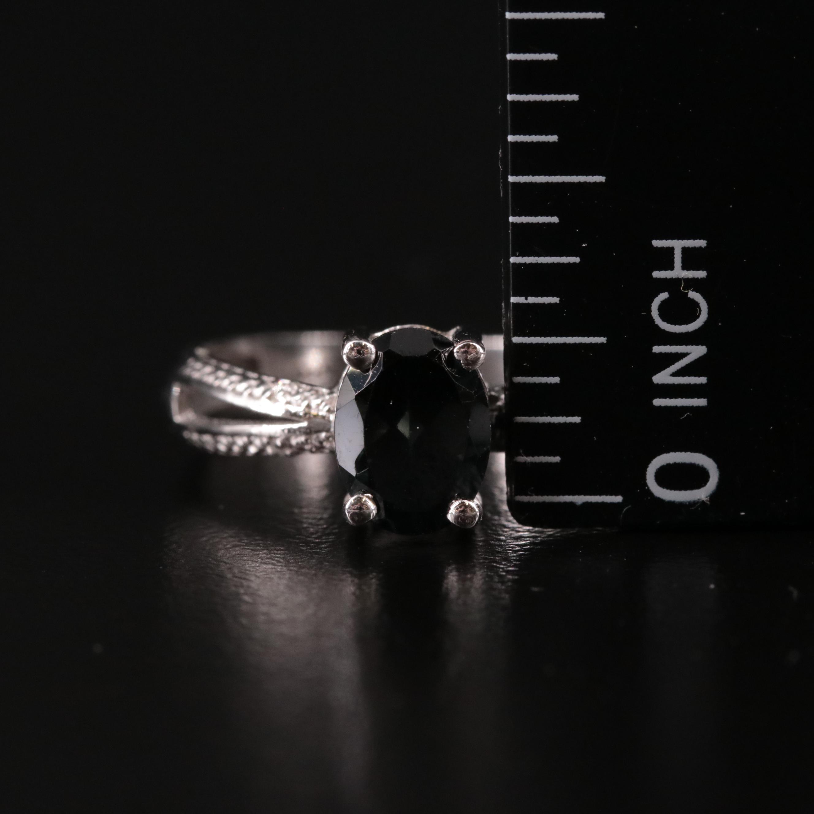 Sterling Spinel and Diamond Ring