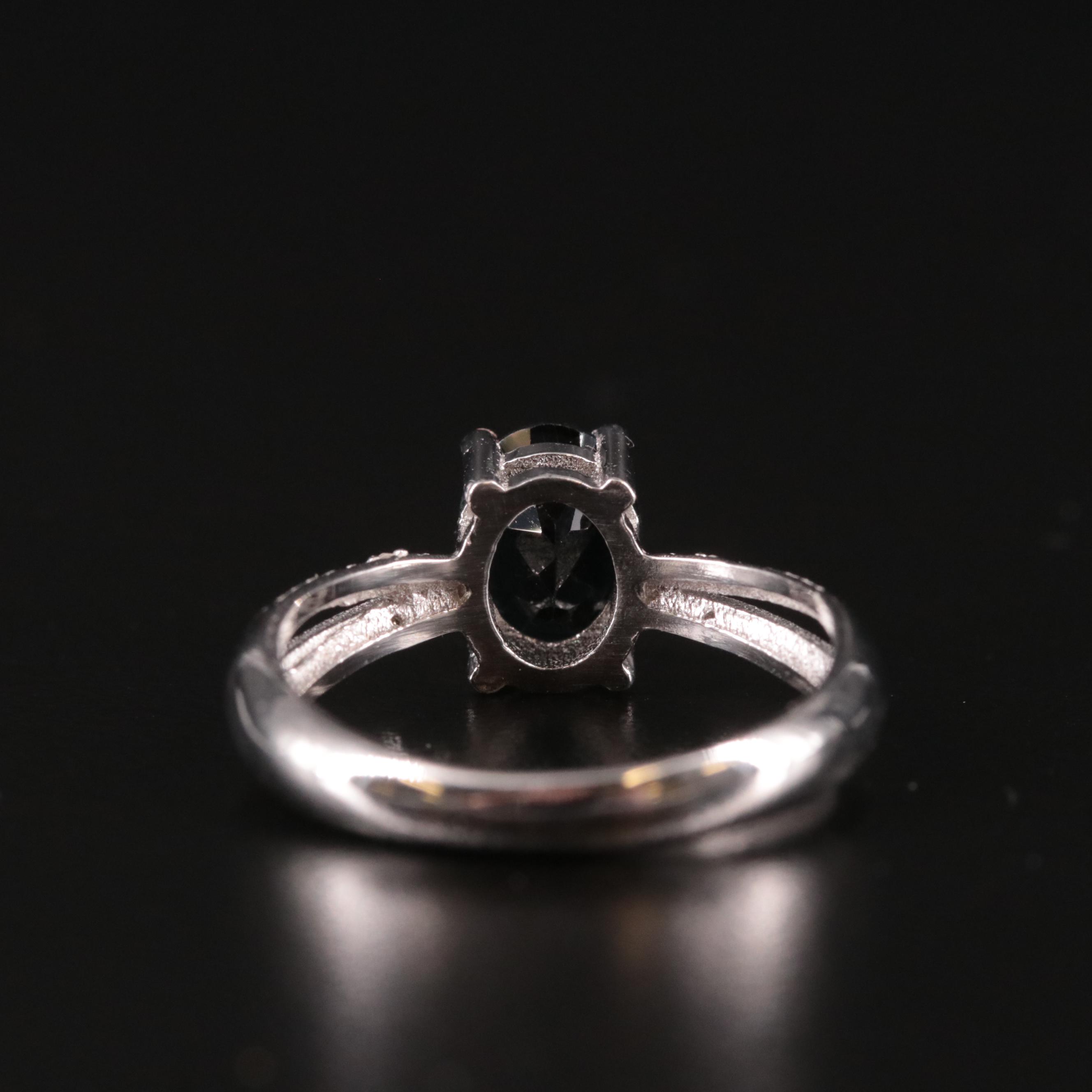 Sterling Spinel and Diamond Ring