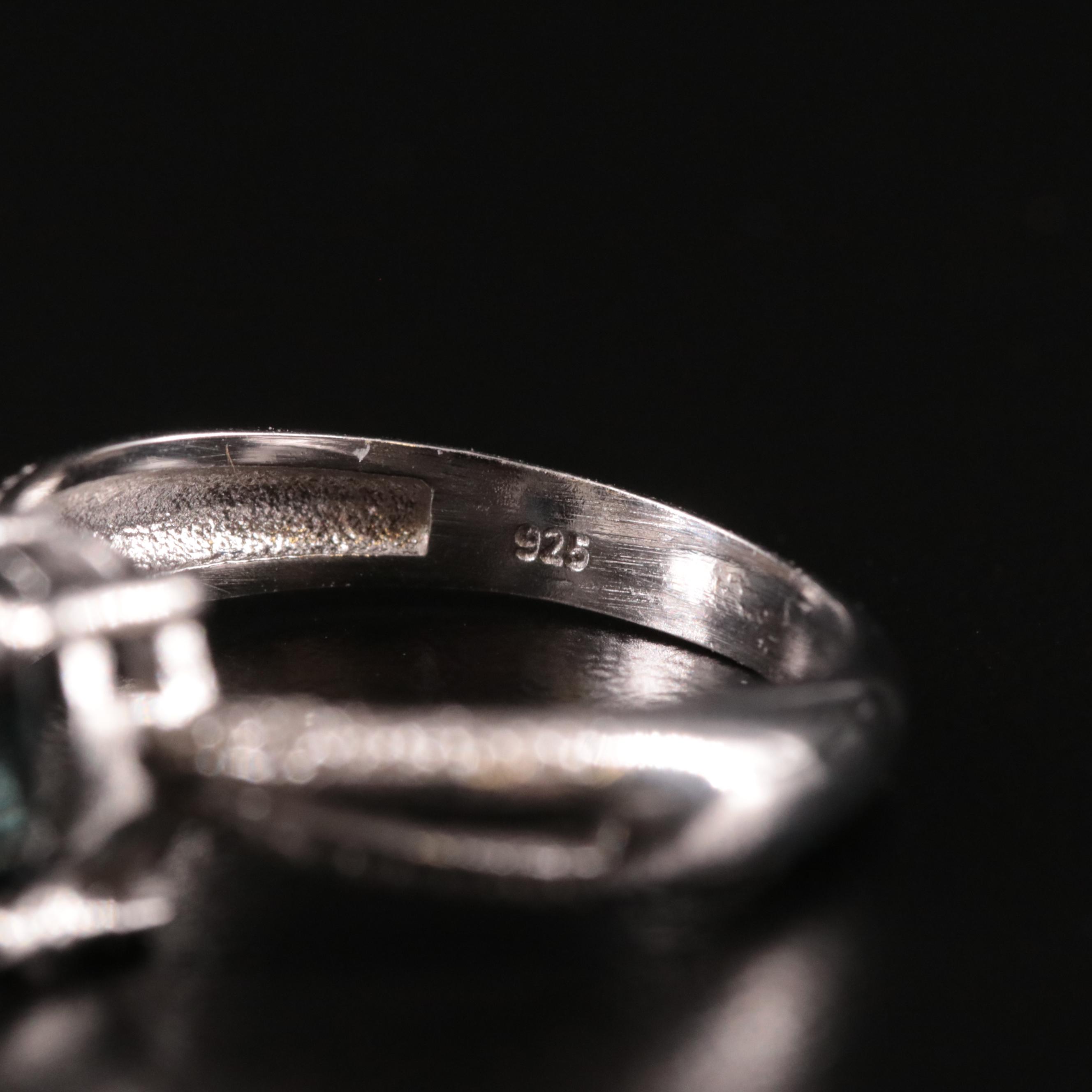 Sterling Spinel and Diamond Ring