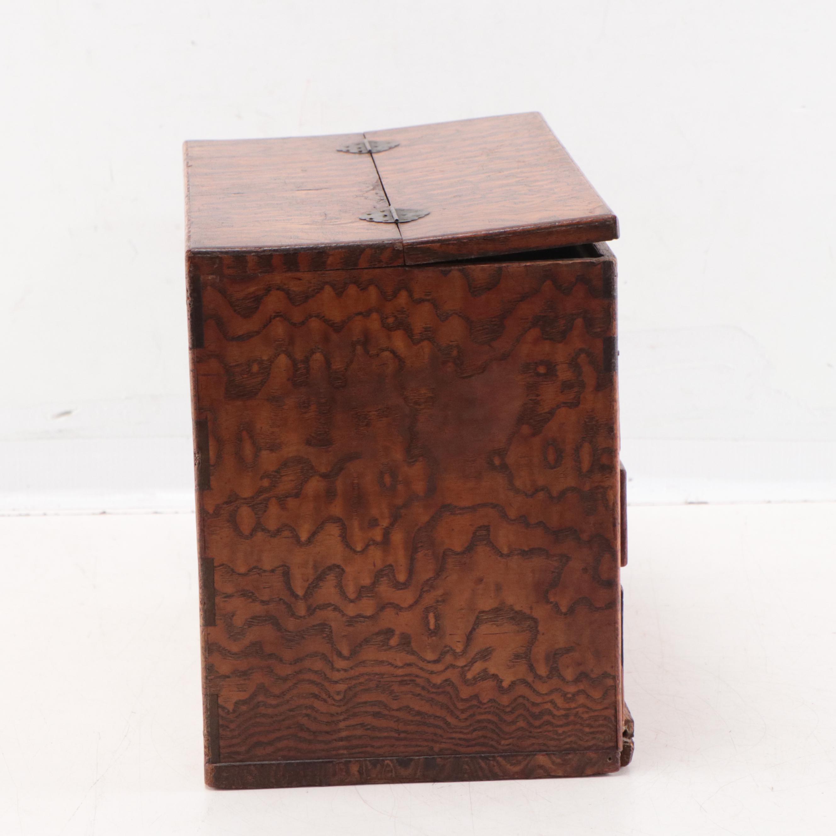 Japanese Shōwa Era Mulberry Haribako Sewing Box, Circa 1930